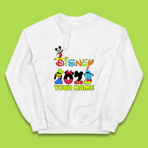 Personalised Disney 2023 Disney Club Your Name Mickey Mouse Minnie Mouse Donald Duck Pluto Goofy Cartoon Characters Disney Vacation Kids Jumper