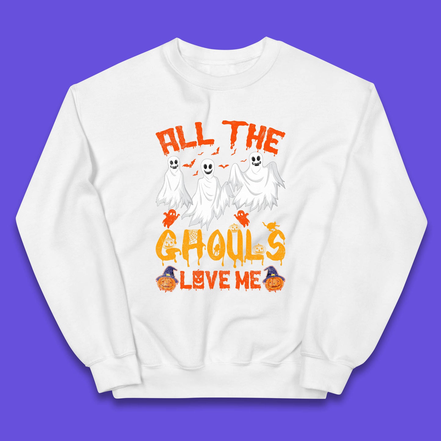 All The Ghouls Love Me Halloween Funny Horror Spooky Boo Ghost Kids Jumper