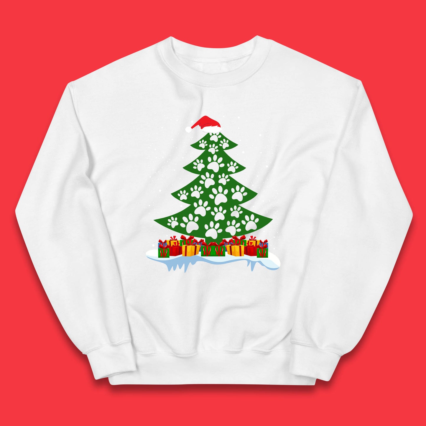 christmas tree with paw prints of dogs jumper