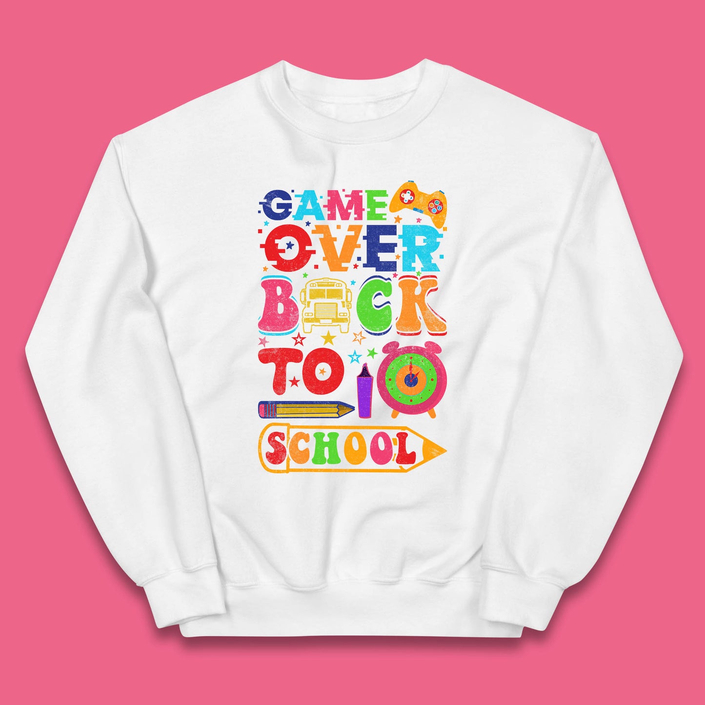 Game Over Back To School Gaming Lover Colorful School Costume Gift Kids Jumper