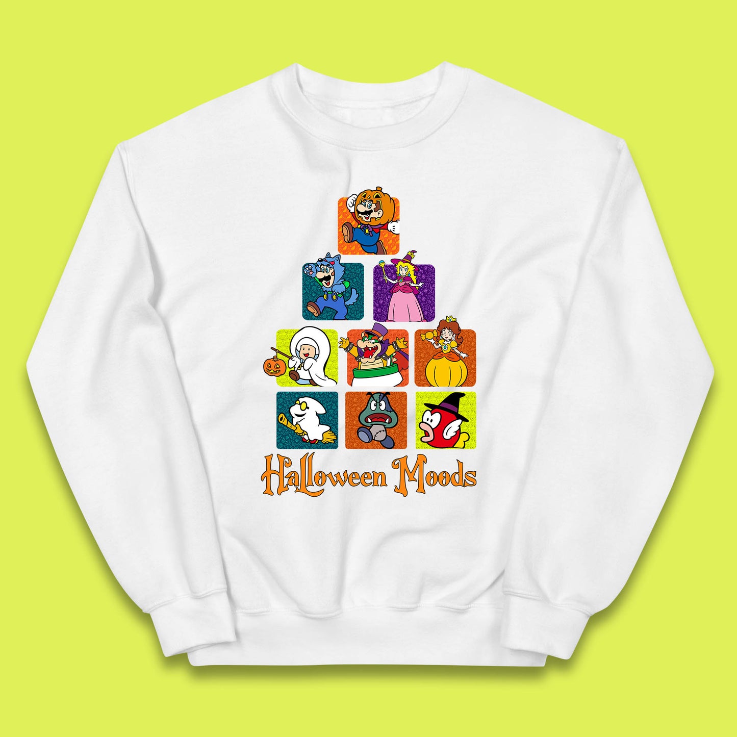 Super Mario Halloween Moods Nintendo Super Mario Game Characters Horror Halloween Spooky Mario Season Kids Jumper