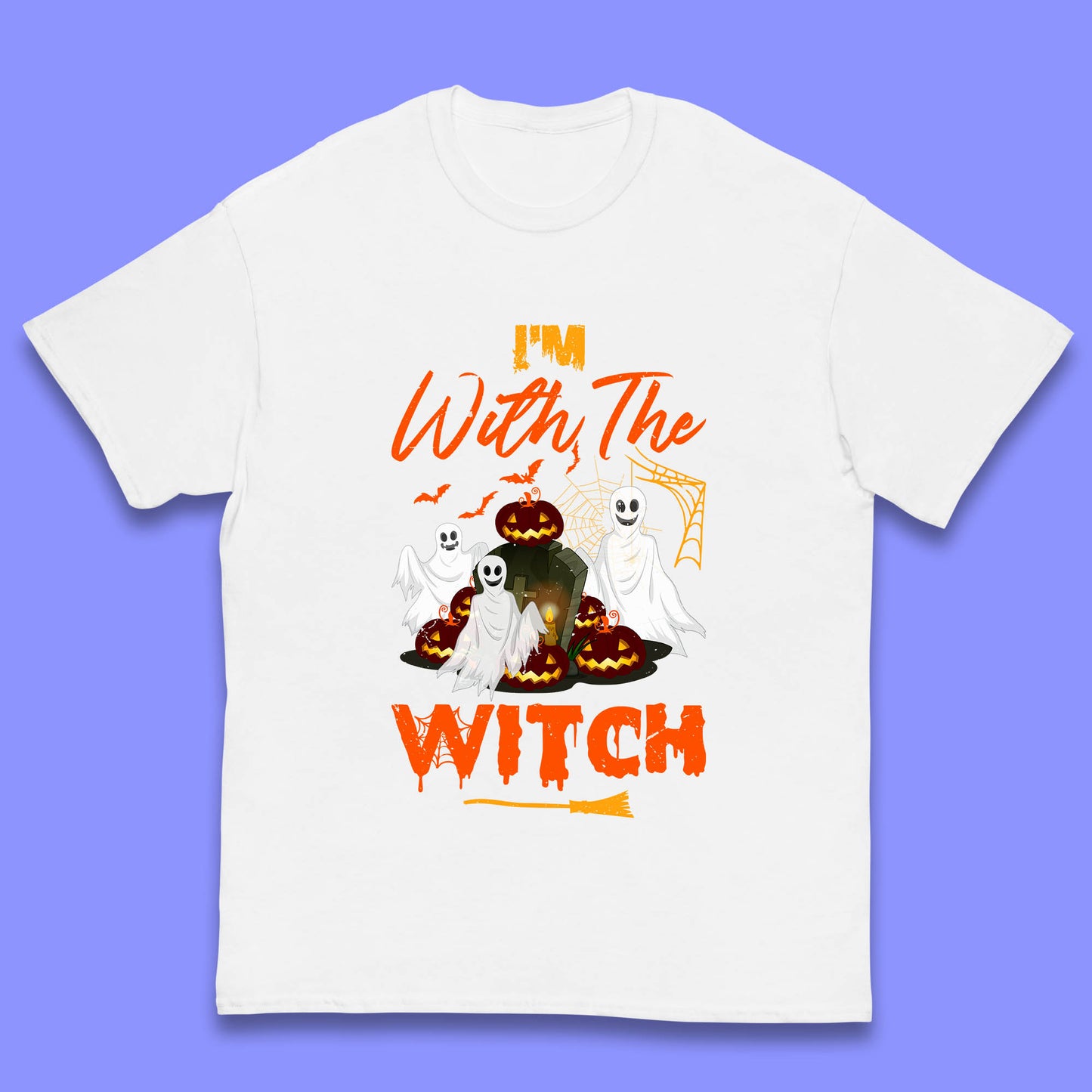 I'm With The Witch Halloween Ghosts With Jack-O-Lantern Horror Pumpkins Kids T Shirt
