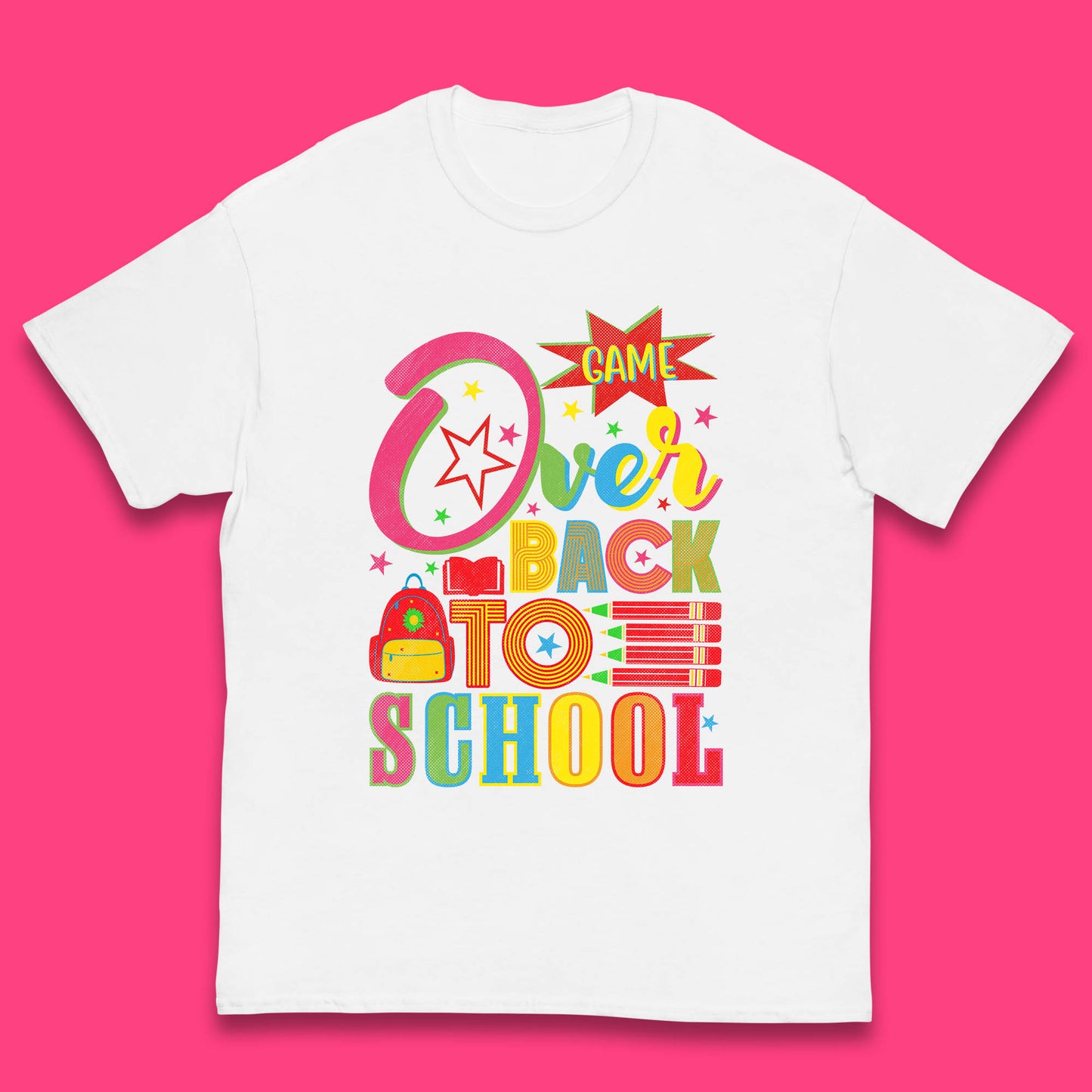 Game Over Back To School Gaming Lover Colorful School Costume Welcome Back to Learning Experience Kids T Shirt