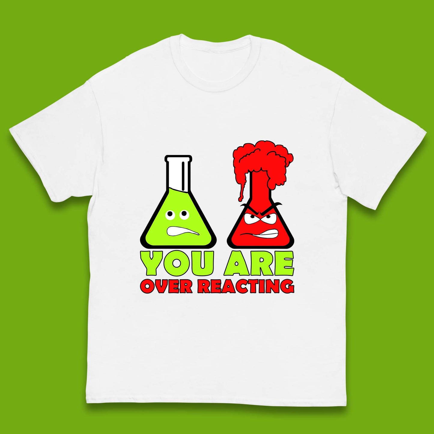 You Are Over Reacting Creepy Face Flask Funny Meme Chemistry Lovers Kids T Shirt