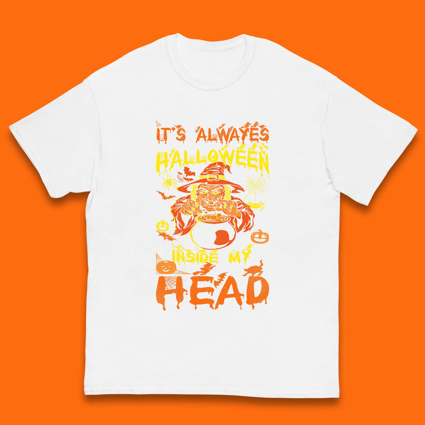 It's Always Halloween Inside My Head Witch Cooking A Magic Potion In The Cauldron (Stew Pot) Halloween Kids T Shirt
