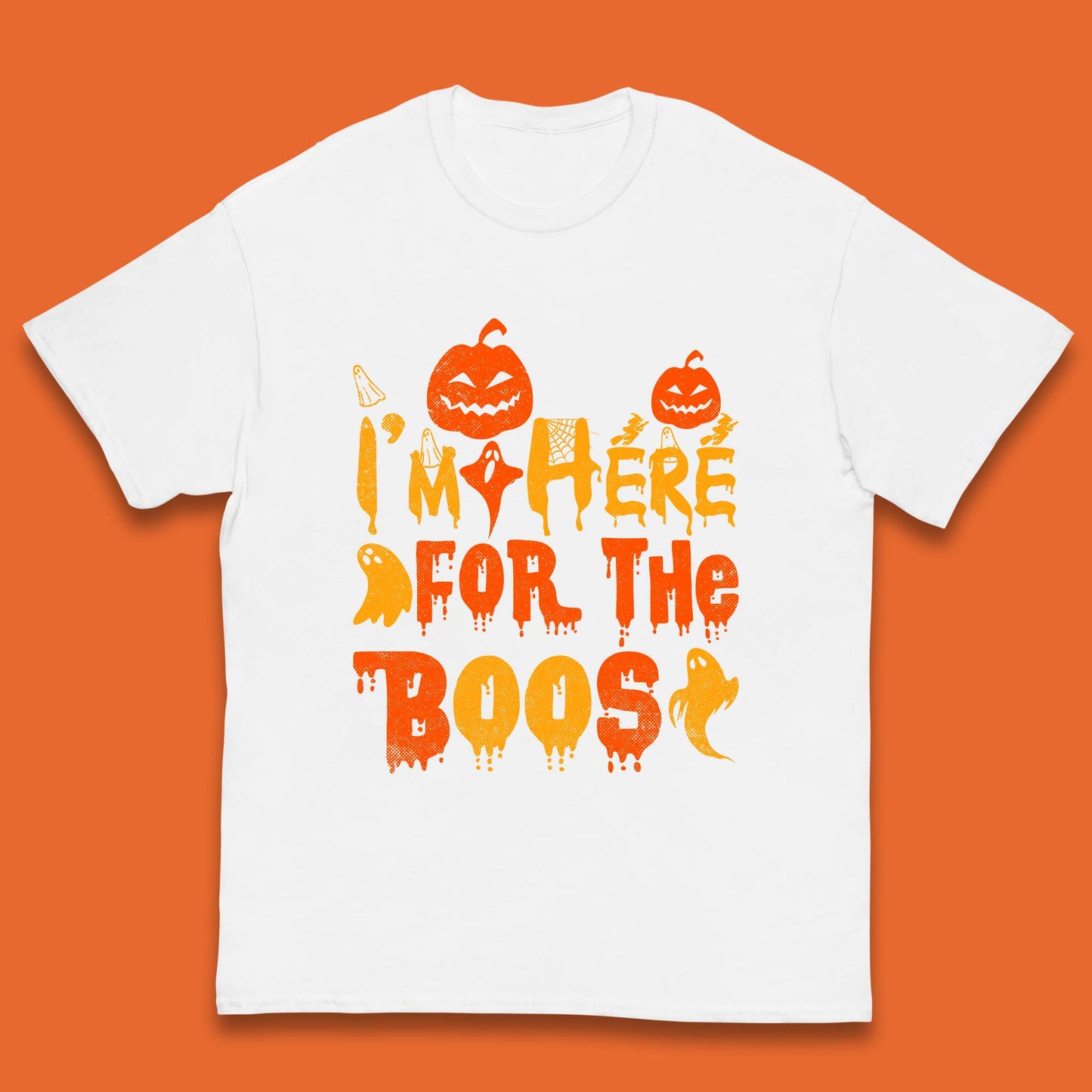 I'm Here For The Boos Halloween Pumpkin Ghost Horror Scary Kids T Shirt