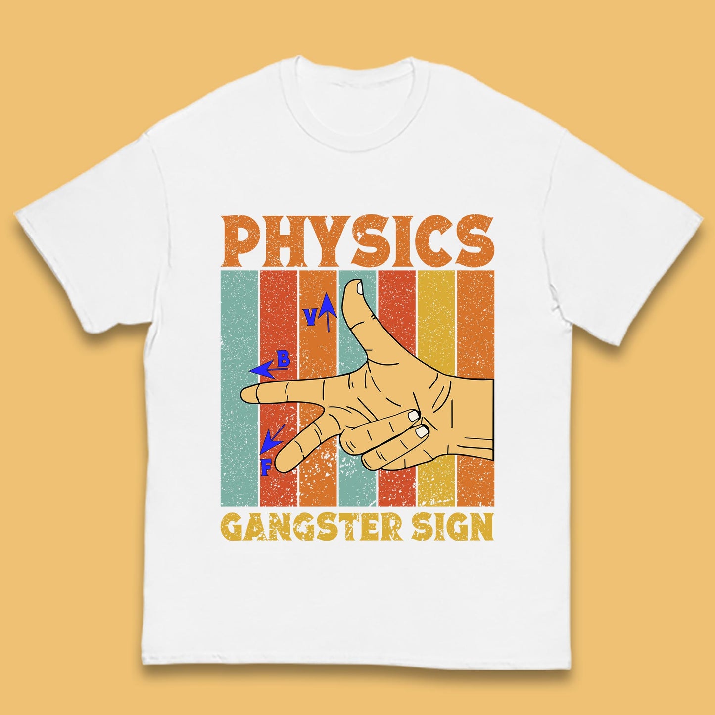 Physics Gangster Sign Right Hand Rule Funny Parody Science Scientist Kids T Shirt