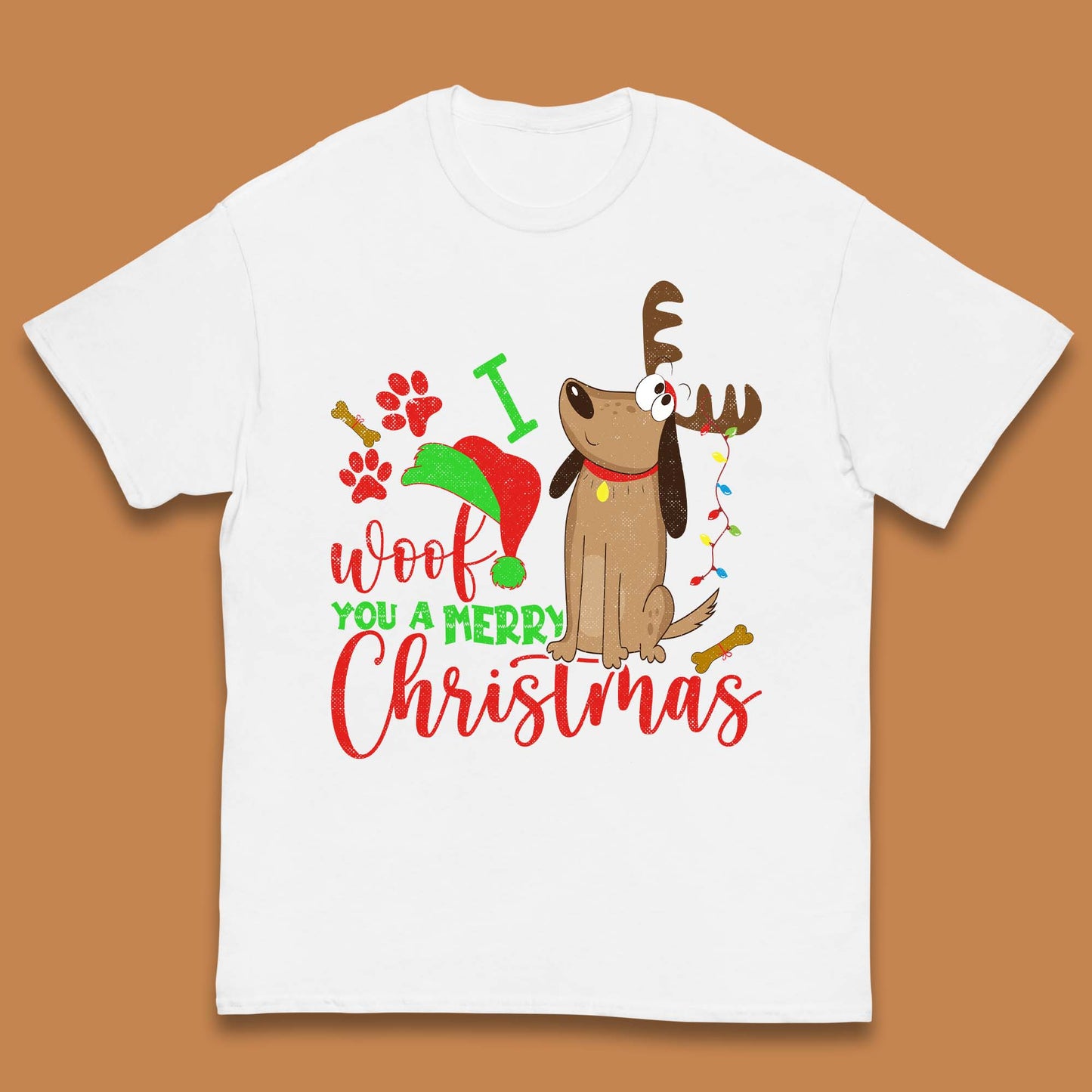 I Woof You A Merry Christmas Kids T-Shirt