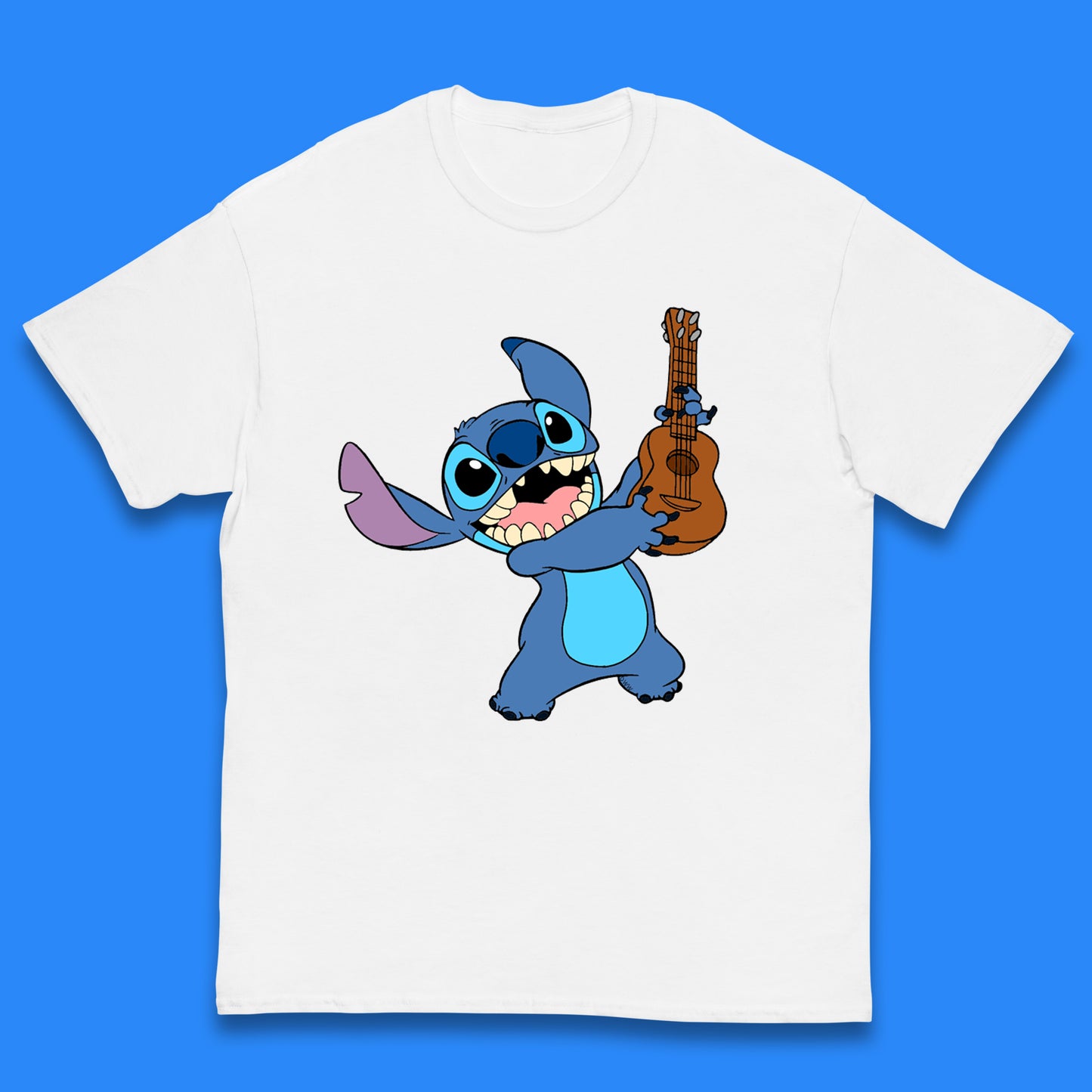 Disney Ohana Playing The Guitar Ohana Lilo & Stitich In Happy Mood Cartoon Character Disney World Kids T Shirt