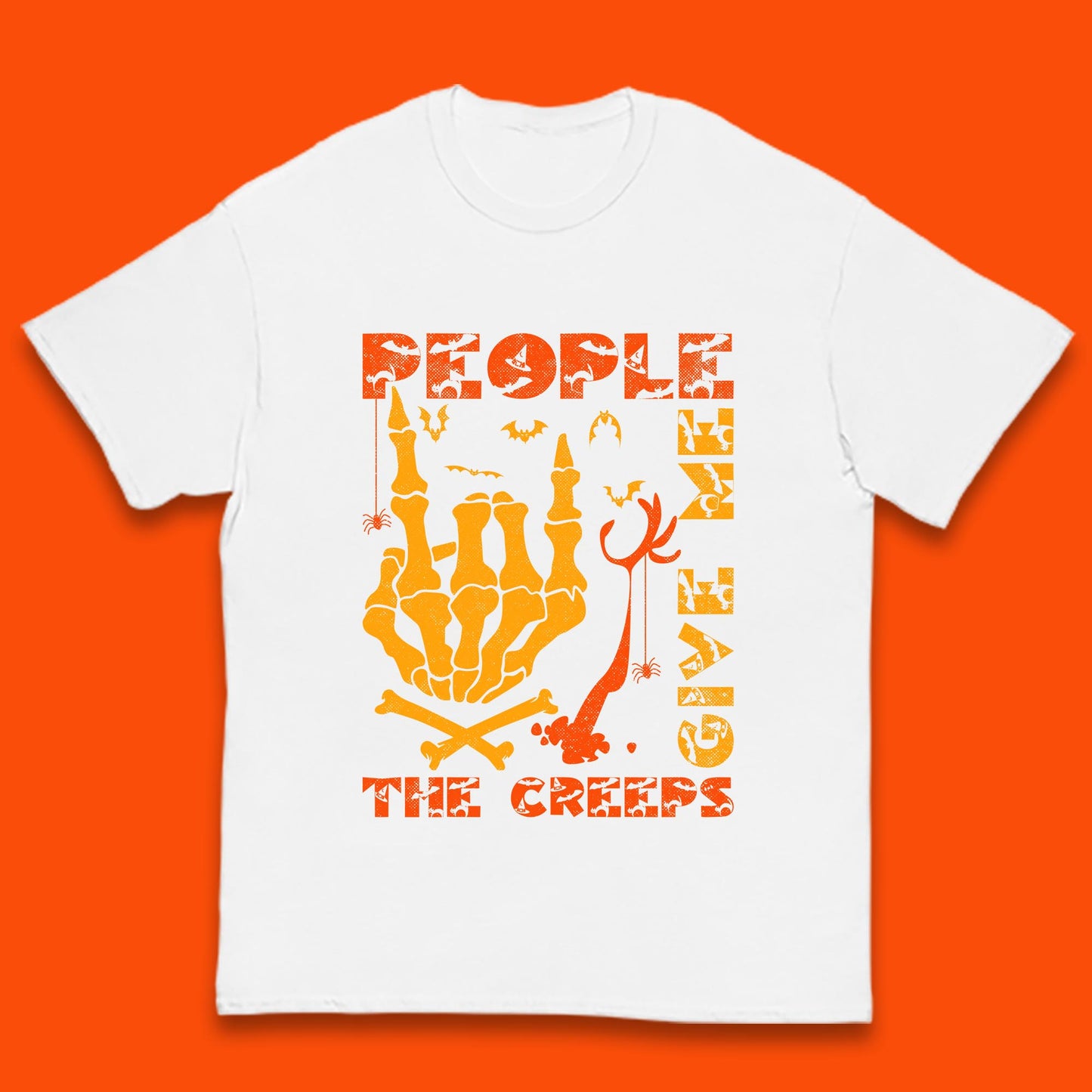 People Give Me The Creep Skeleton Hand Halloween Spooky Creepy Season Kids T Shirt
