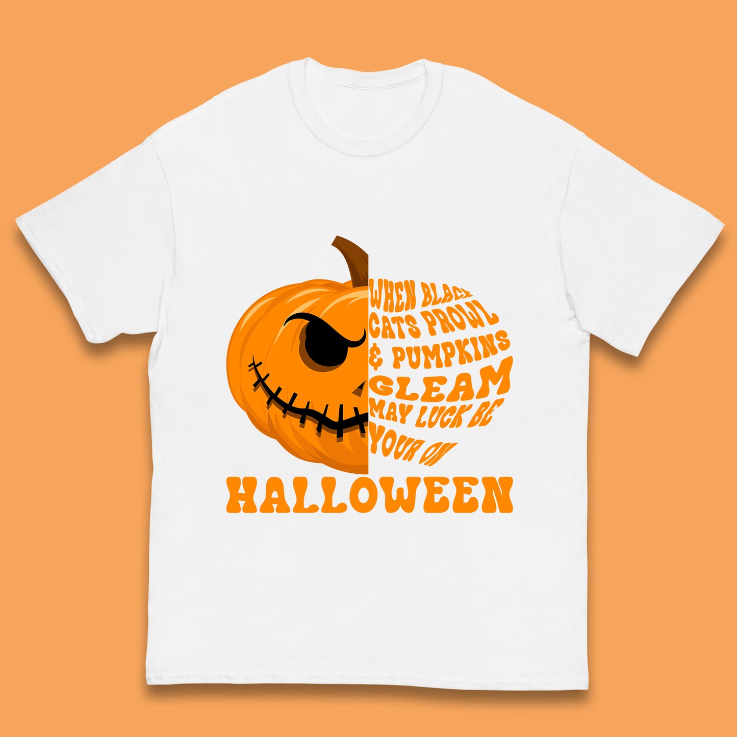 When Black Cats Prowl & Pumpkins Gleam May Luck Be Your On Halloween Black Cats Prowl Halloween Spooky Ghost Kids T Shirt