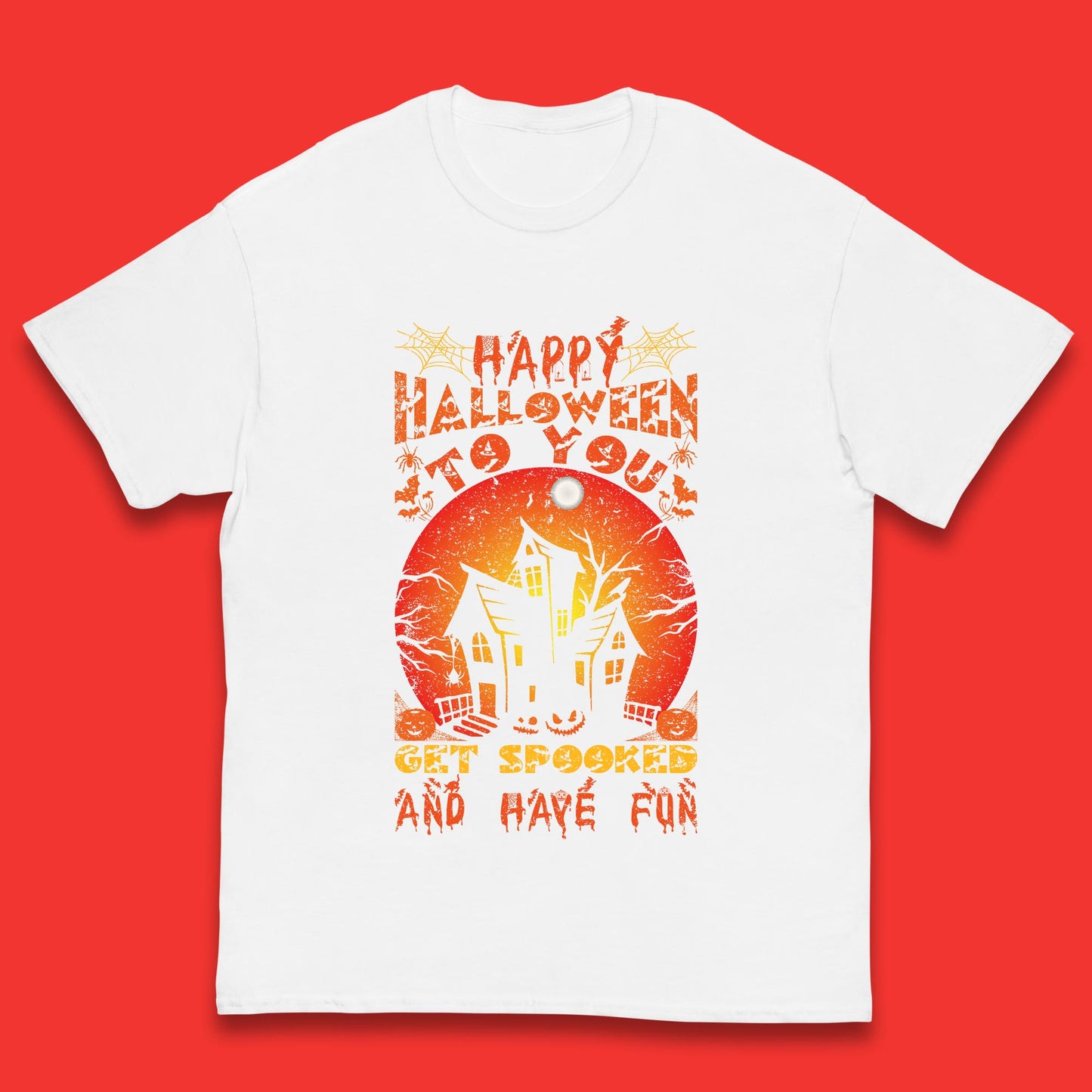 Happy Halloween To You Get Spooked And Have Fun Halloween Horror Hunted House Kids T Shirt