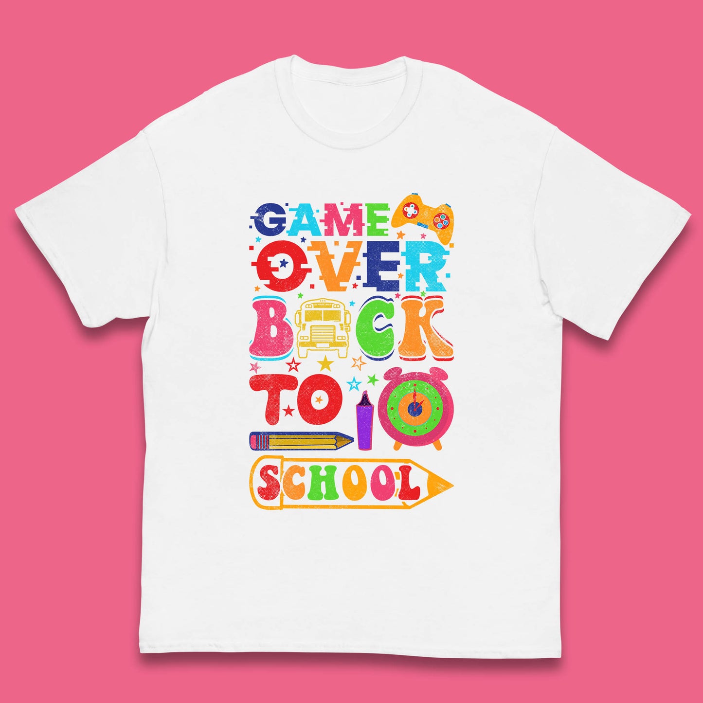 Game Over Back To School Gaming Lover Colorful School Costume Gift Kids T Shirt