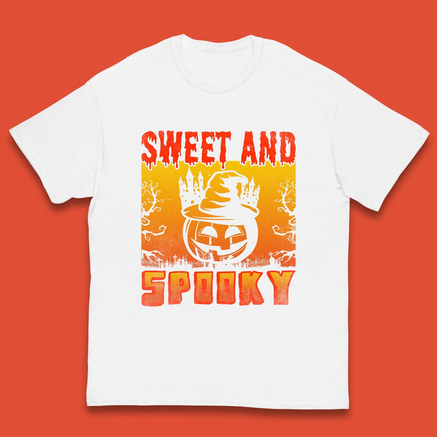Sweet And Spooky Happy Halloween Witch Hat Pumpkin Horror Scary Season Kids T Shirt