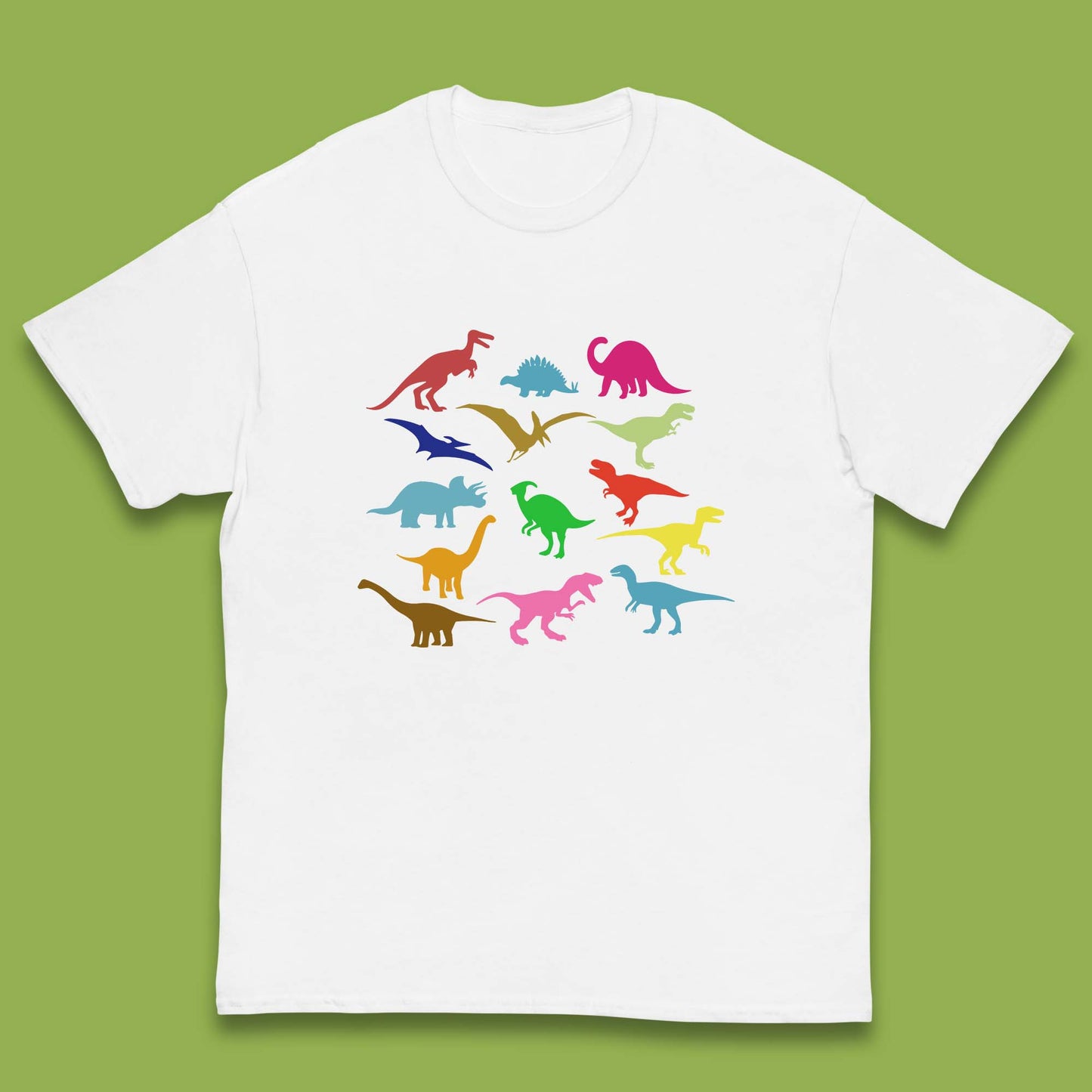 Colourful Dinosaurs Dino Fossil Dinosaurs Wild Nature Prehistoric Paleontology Velociraptor Kids T Shirt