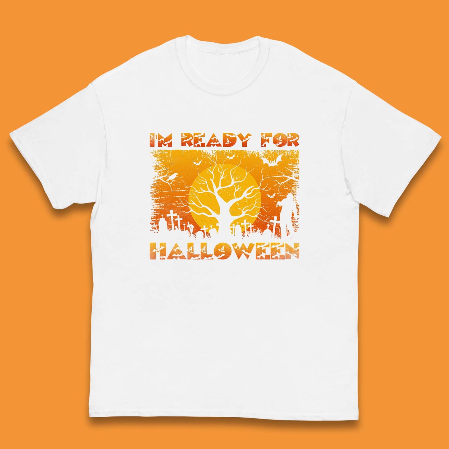 I'm Ready For Halloween Horror Scary Halloween Zombie Graveyards With Dead Tree Kids T Shirt