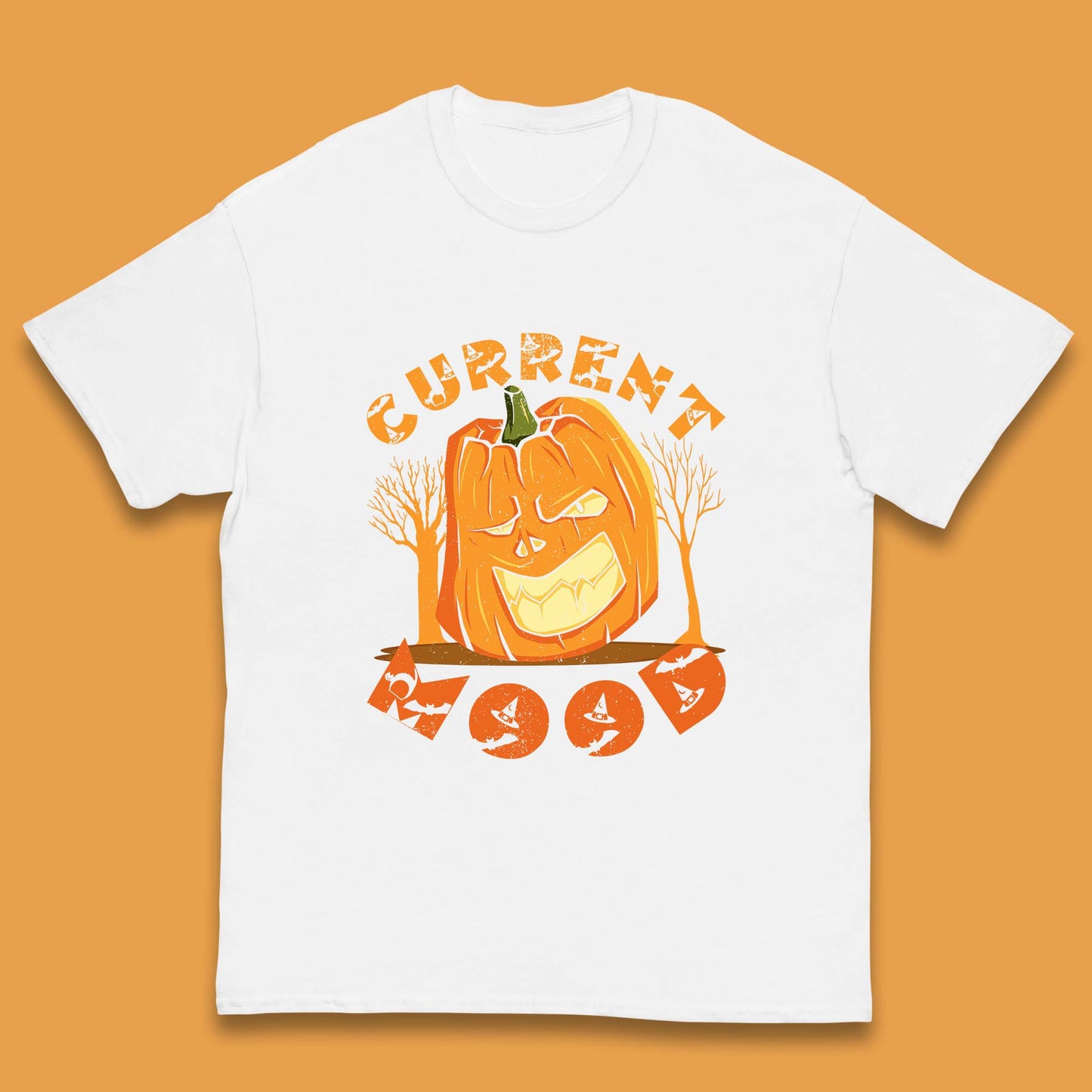 Current Mood Halloween Pumpkin Evil Scary Smile Horror Jack-o-Lantern Kids T Shirt