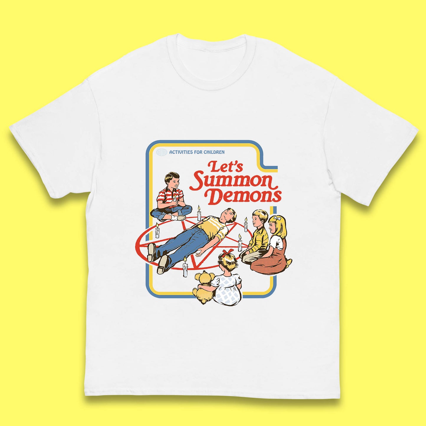 Let's Summon Demons Creepy Incantation Halloween Comic Funny Dark Humor Kids T Shirt