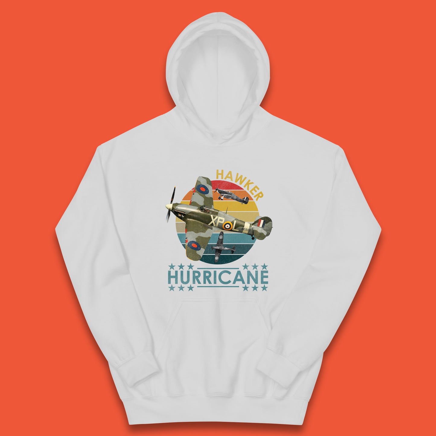 Hawker Hurricane UK Vintage WWII RAF Fighter Jet British Aircraft Royal Air Force Remembrance Day Kids Hoodie