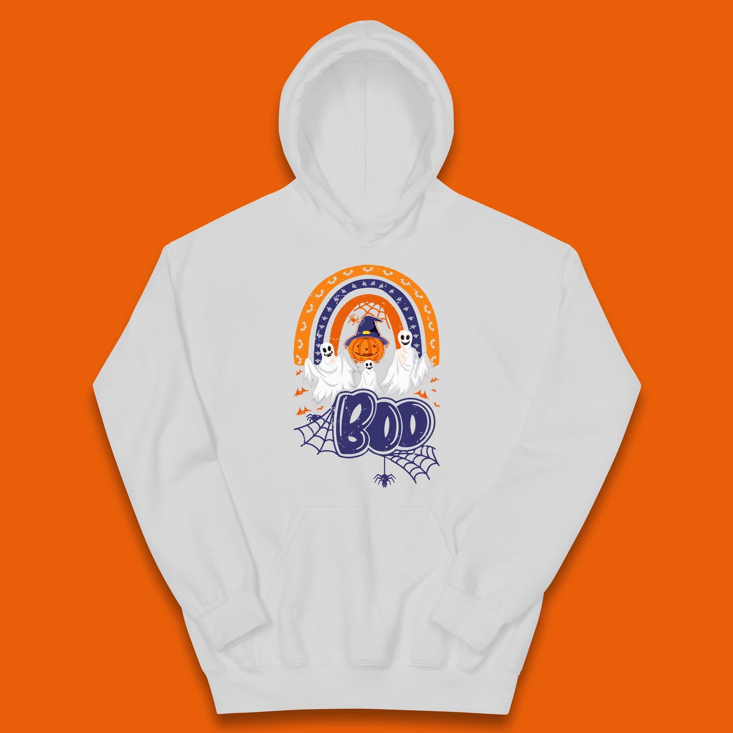 Halloween Boo Ghosts With Witch Pumpkin Scary Spooky Season Kids Hoodie