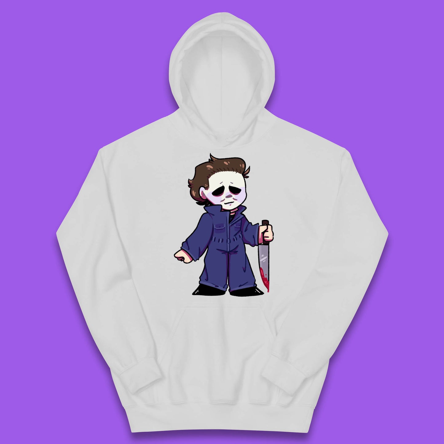 Chibi Michael Myers Holding Bloody Knife Halloween Serial Killer Horror Movie Character Kids Hoodie