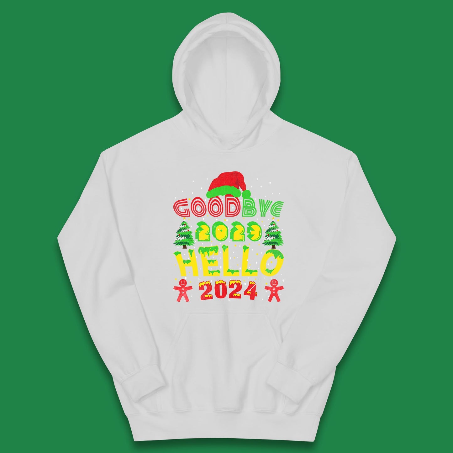 Good Bye 2023 Hello 2024 Merry Christmas Funny Happy New Year Xmas Kids Hoodie