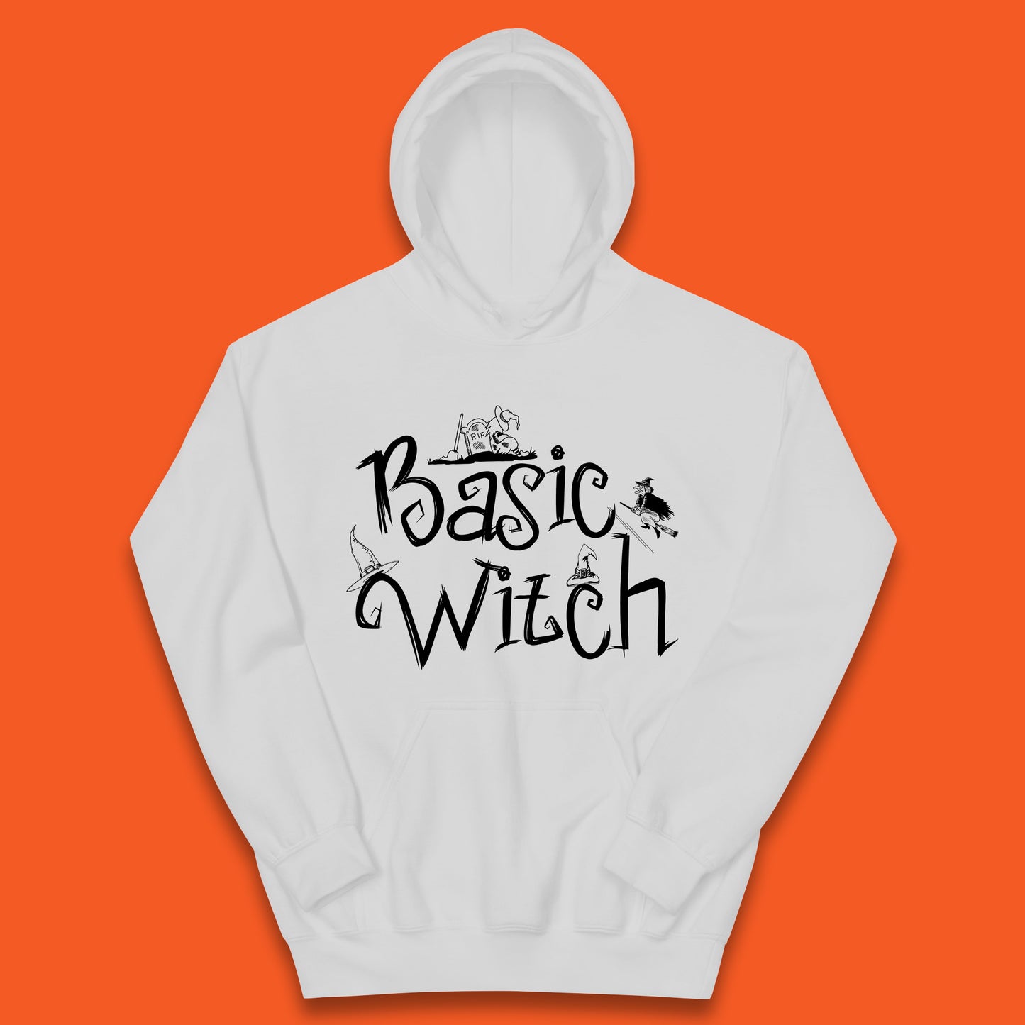 Basic Witch Funny Halloween Witch Horror Spooky Season Kids Hoodie
