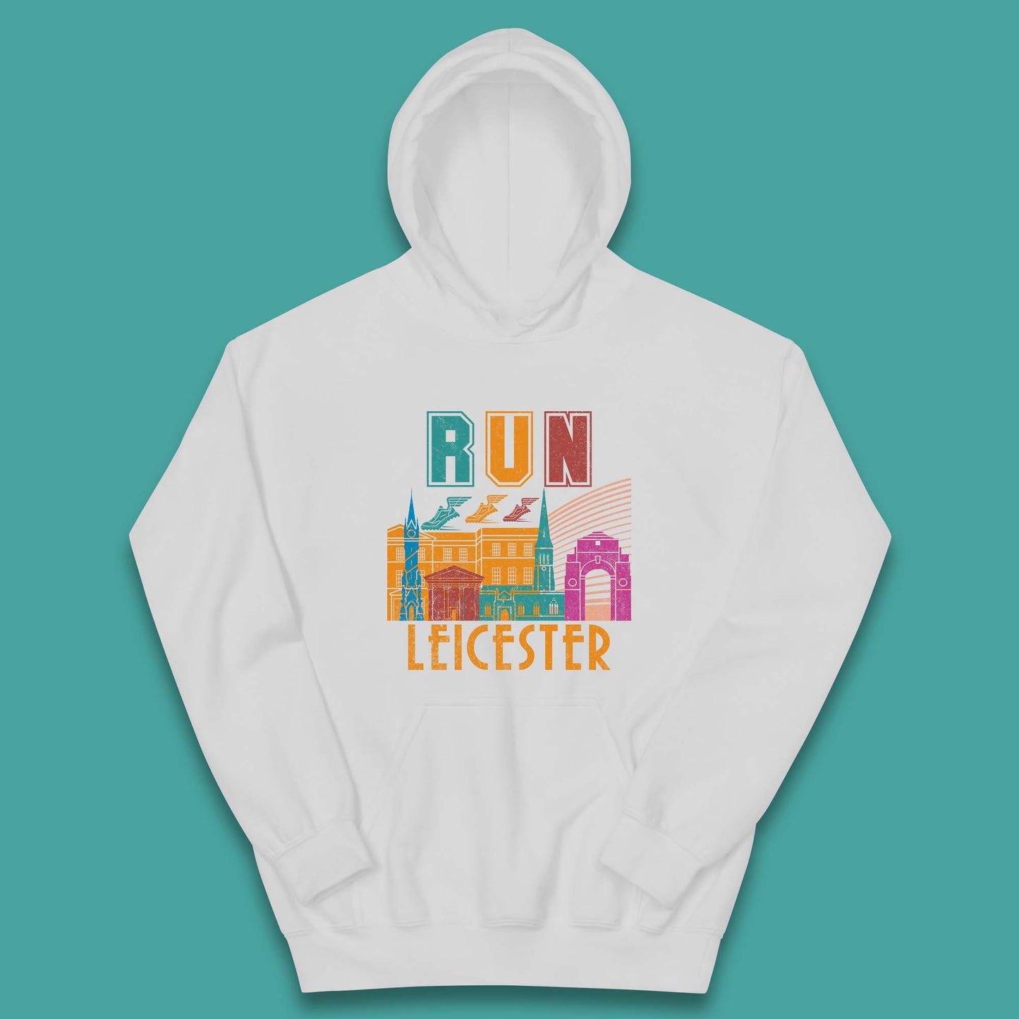 Run Leicester Festival Leicester Skyline Souvenir Race Leicester Running Kids Hoodie