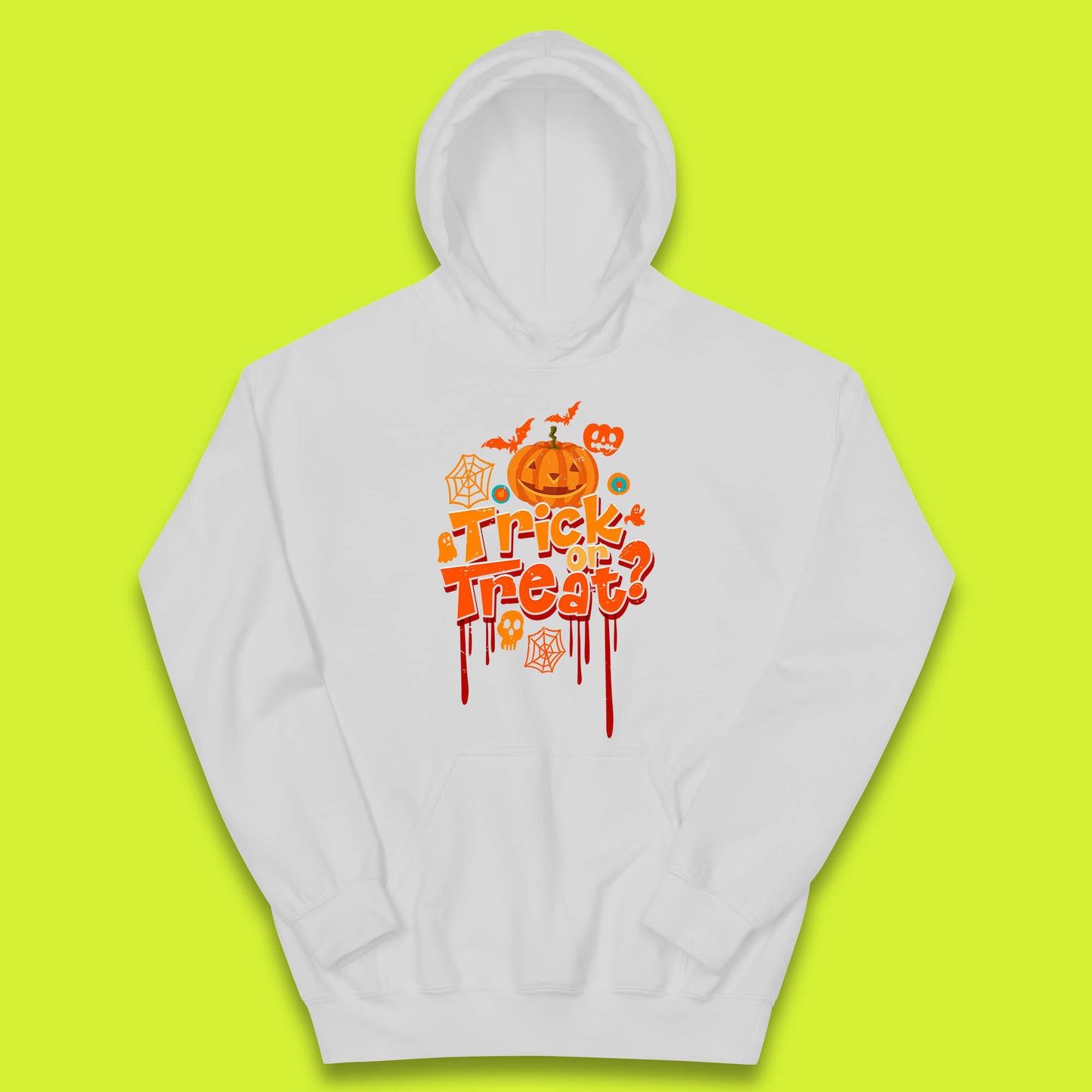Trick Or Treat Halloween Pumpkin Blood Dripping Horror Scary Spooky Season Kids Hoodie