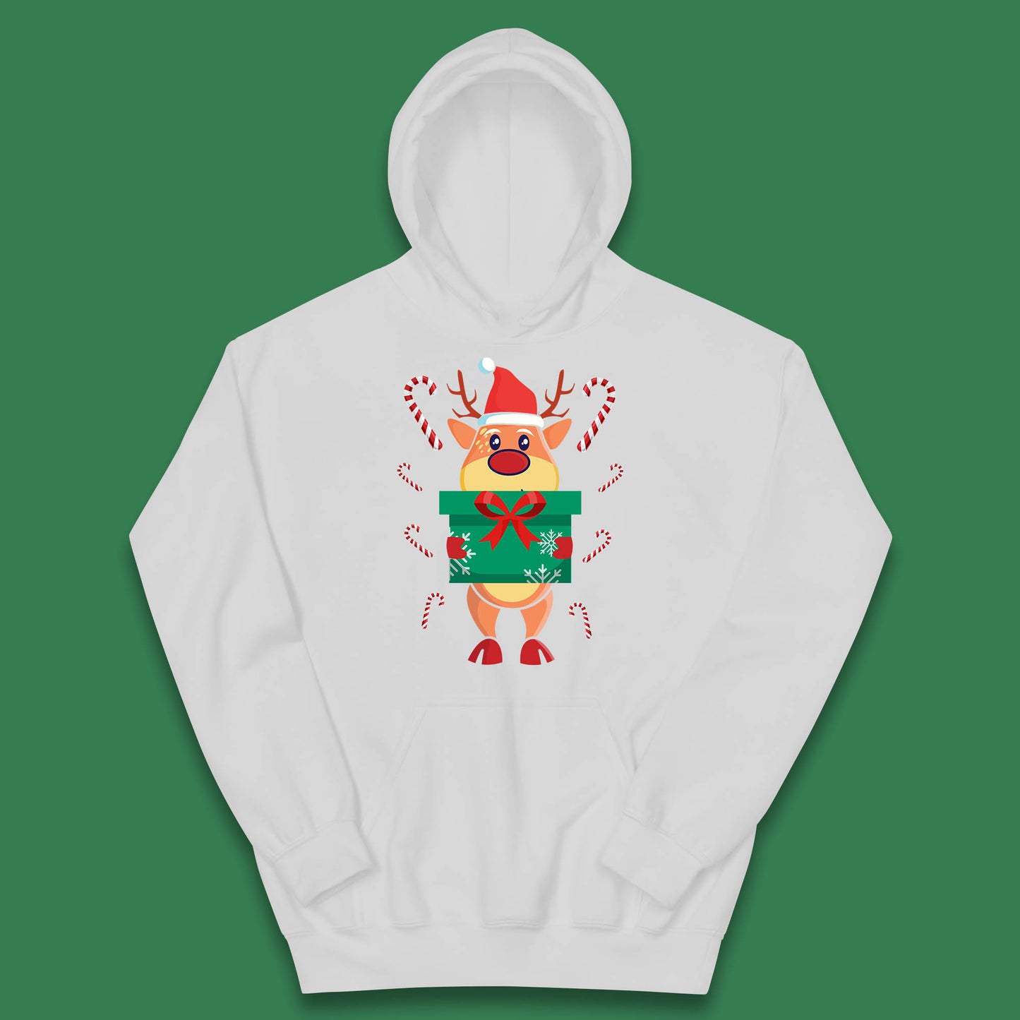 reindeer holding gift christmas hoodie