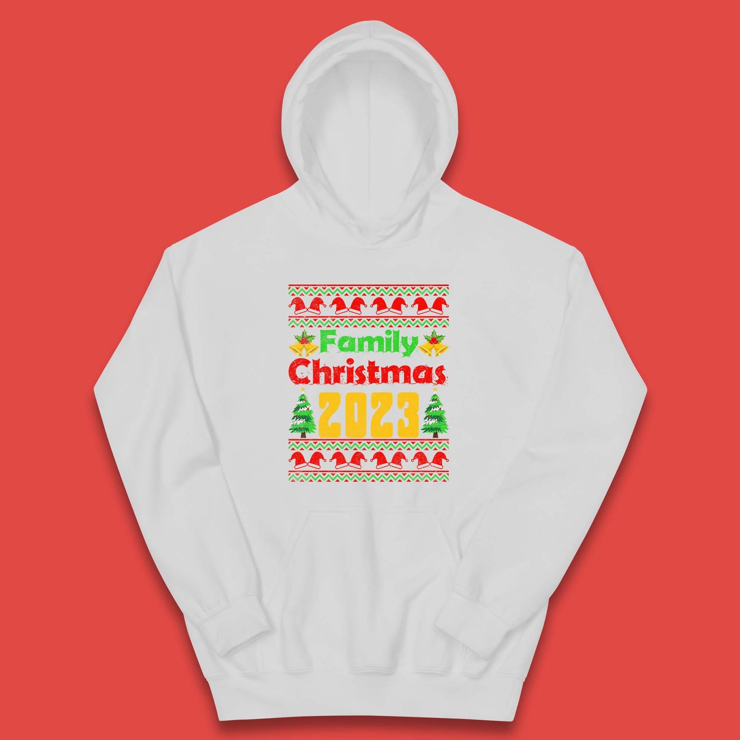 Family Christmas 2023 Holiday Winter Festive Christmas Trees Xmas Season Kids Hoodie