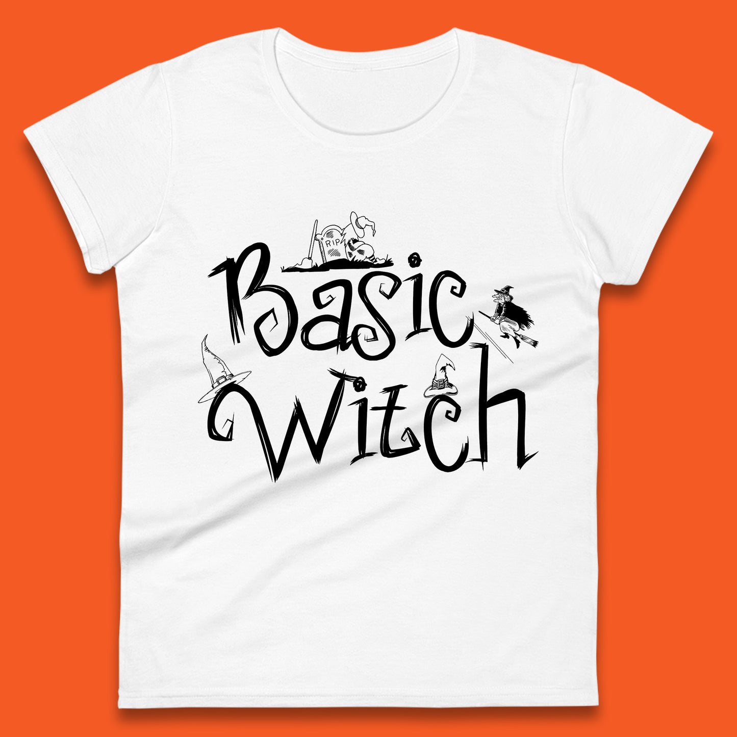 Basic Witch Funny Halloween Witch Horror Spooky Season Womens Tee Top
