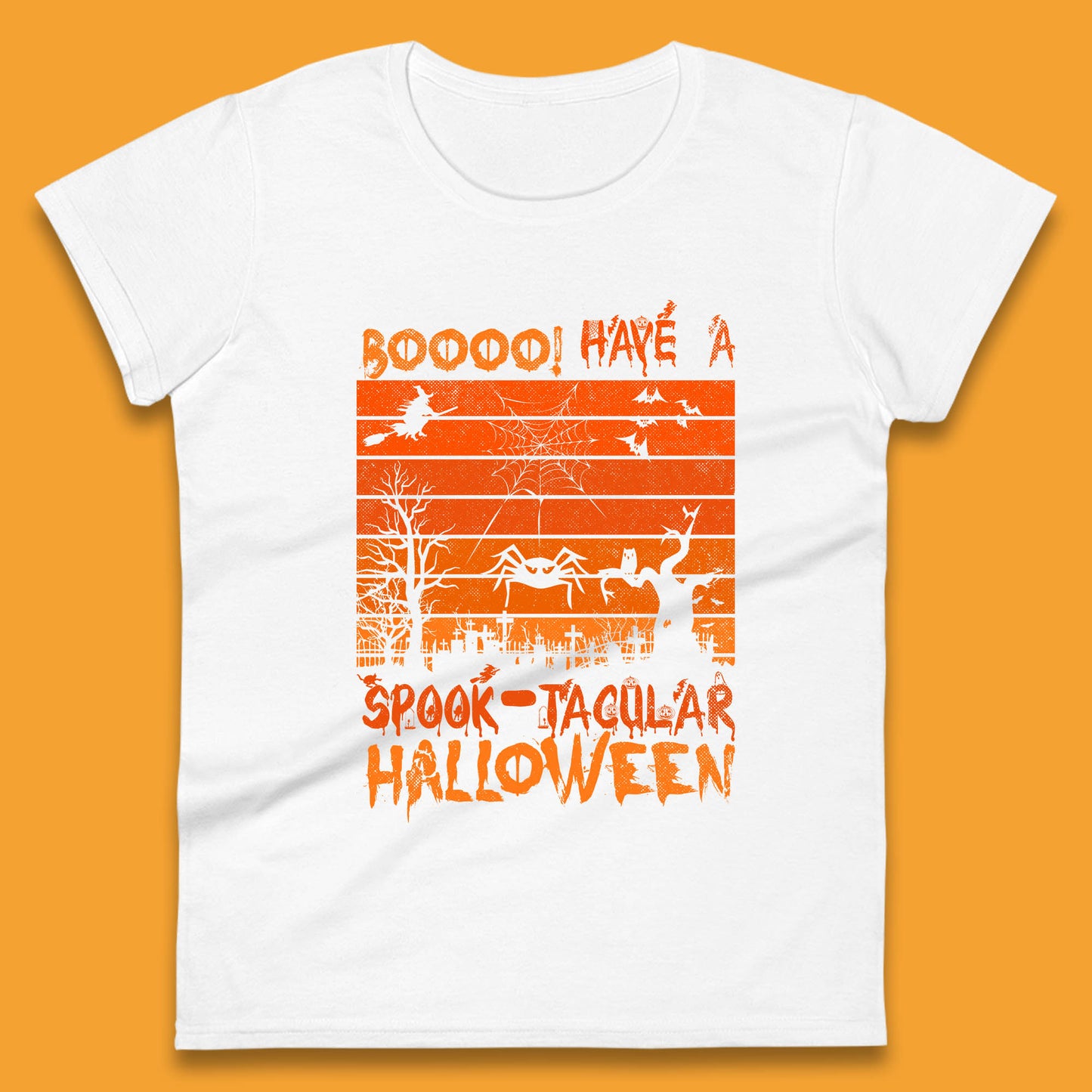 Booo Have A Spook Tacular Halloween Graveyards With Dead Tree Horror Scary Womens Tee Top