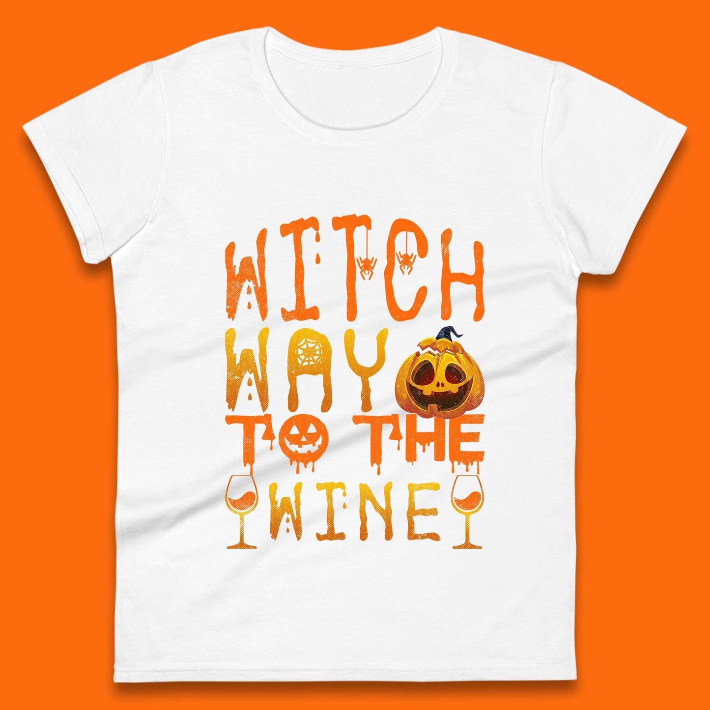 Witch Way To The Wine Funny Halloween Wine Drinking Lover Womens Tee Top