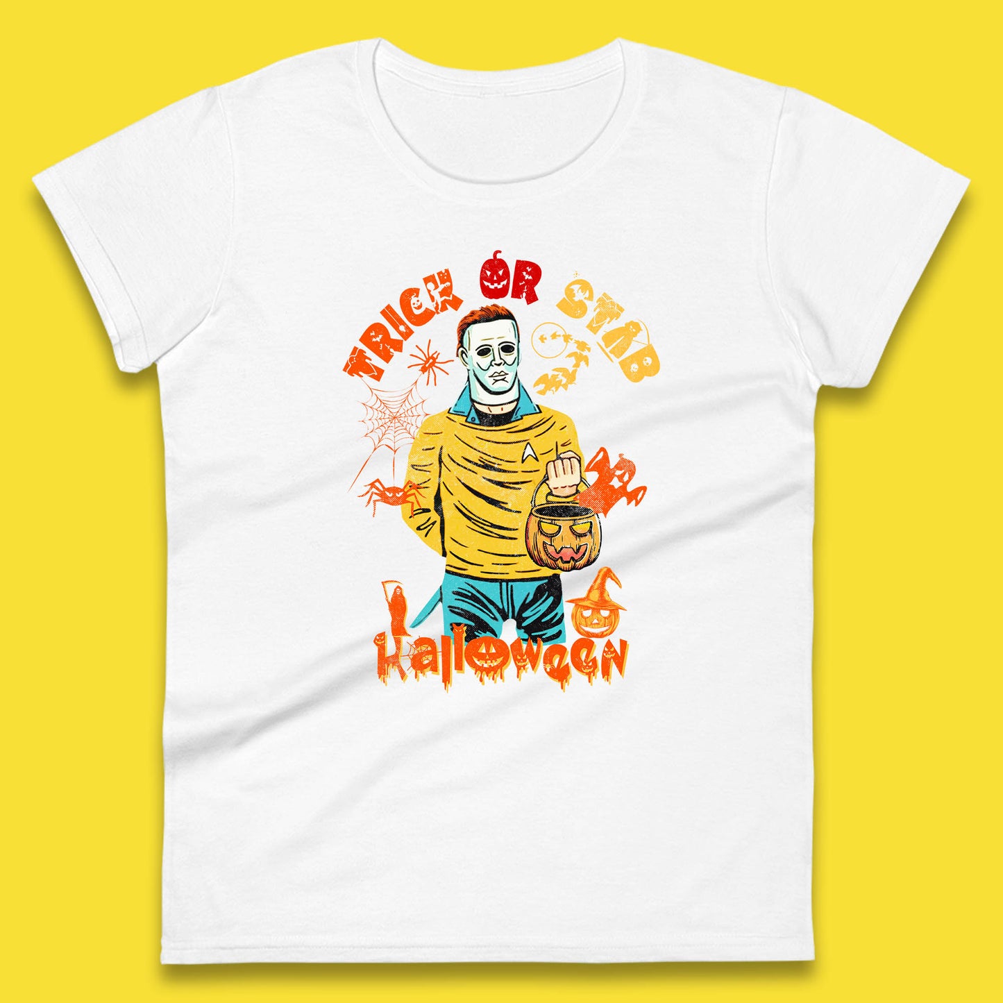 Trick Or Stab Halloween Michael Myers Stab Trek Trick Or Treat Womens Tee Top