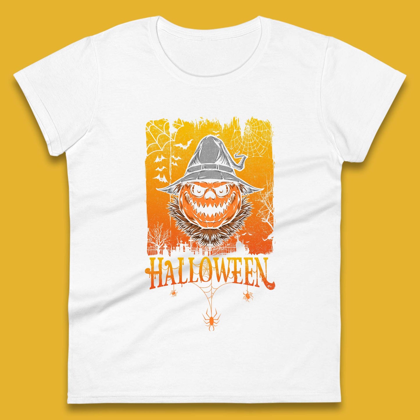 Angry Halloween Scary Evil Pumpkin Funny Pumpkin Head With Fire Eyes Scary Spooky Season Womens Tee Top