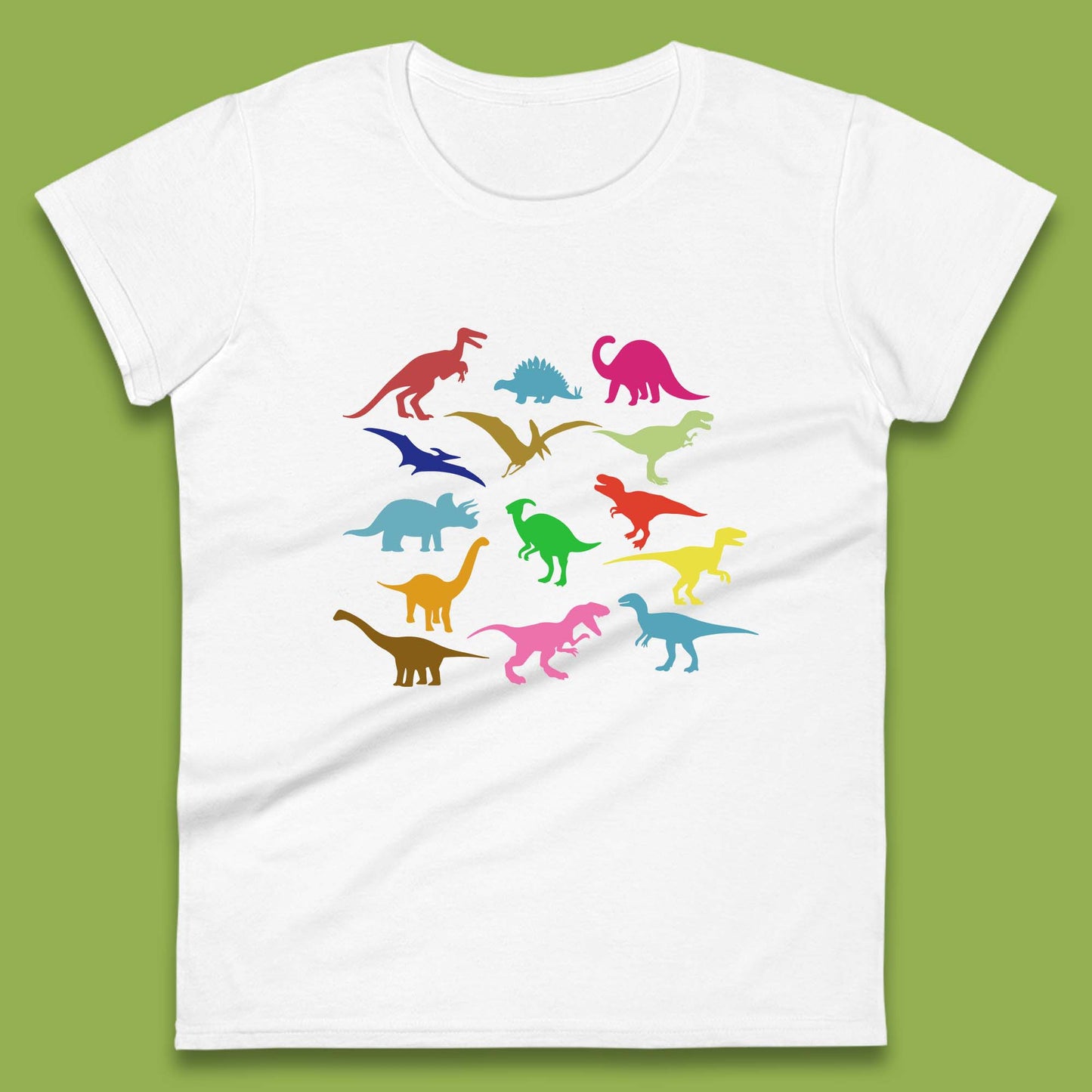 Colourful Dinosaurs Dino Fossil Dinosaurs Wild Nature Prehistoric Paleontology Velociraptor Womens Tee Top