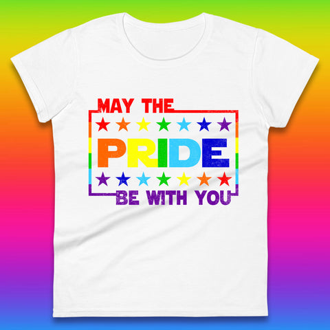 May The Pride Be With You LGBTQ Pride Month Rainbow Star Wars LGBT Pride Womens Tee Top