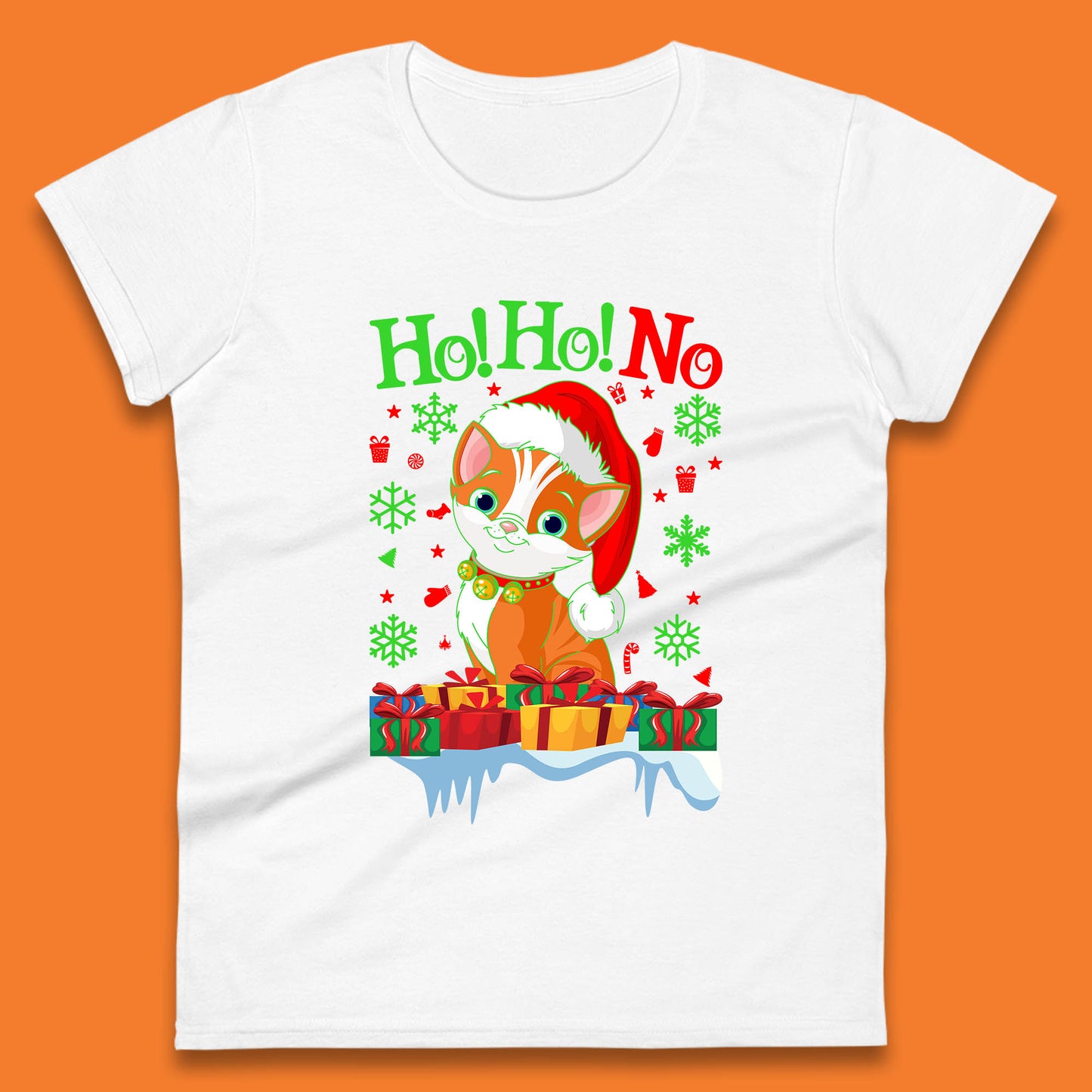 ho ho no christmas cat tee