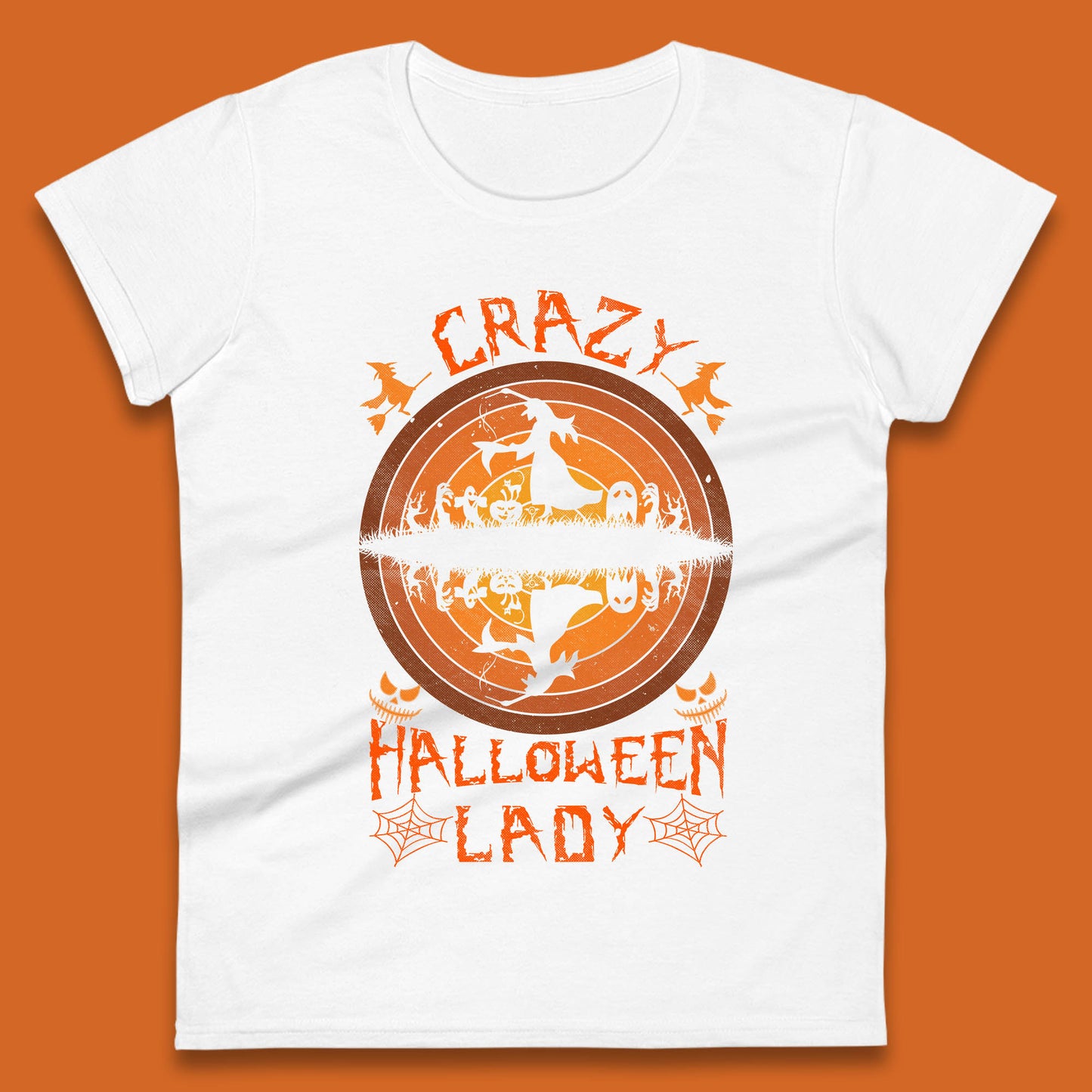 Crazy Halloween Lady Scary Spooky Witch Riding Halloween Witches Be Crazy Womens Tee Top