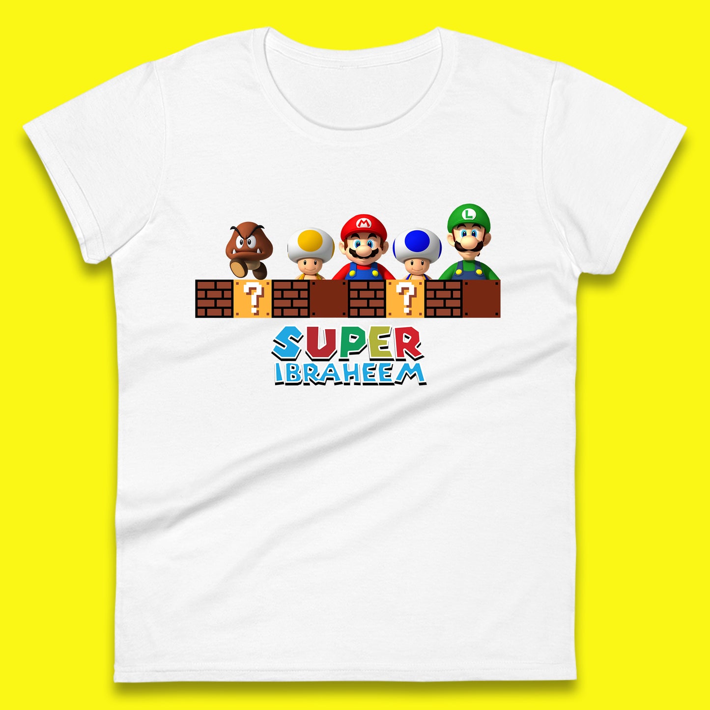 Personalised Super Mario Game Series Your Name Mario Bros Luigi Toad Mega Goomba Mario Womens Tee Top