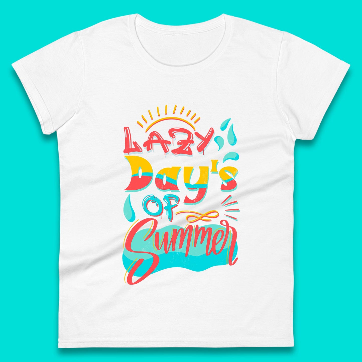 Lazy Days Of Summer Vintage Retro Sunset Surfer Beach Holiday Trip Womens Tee Top