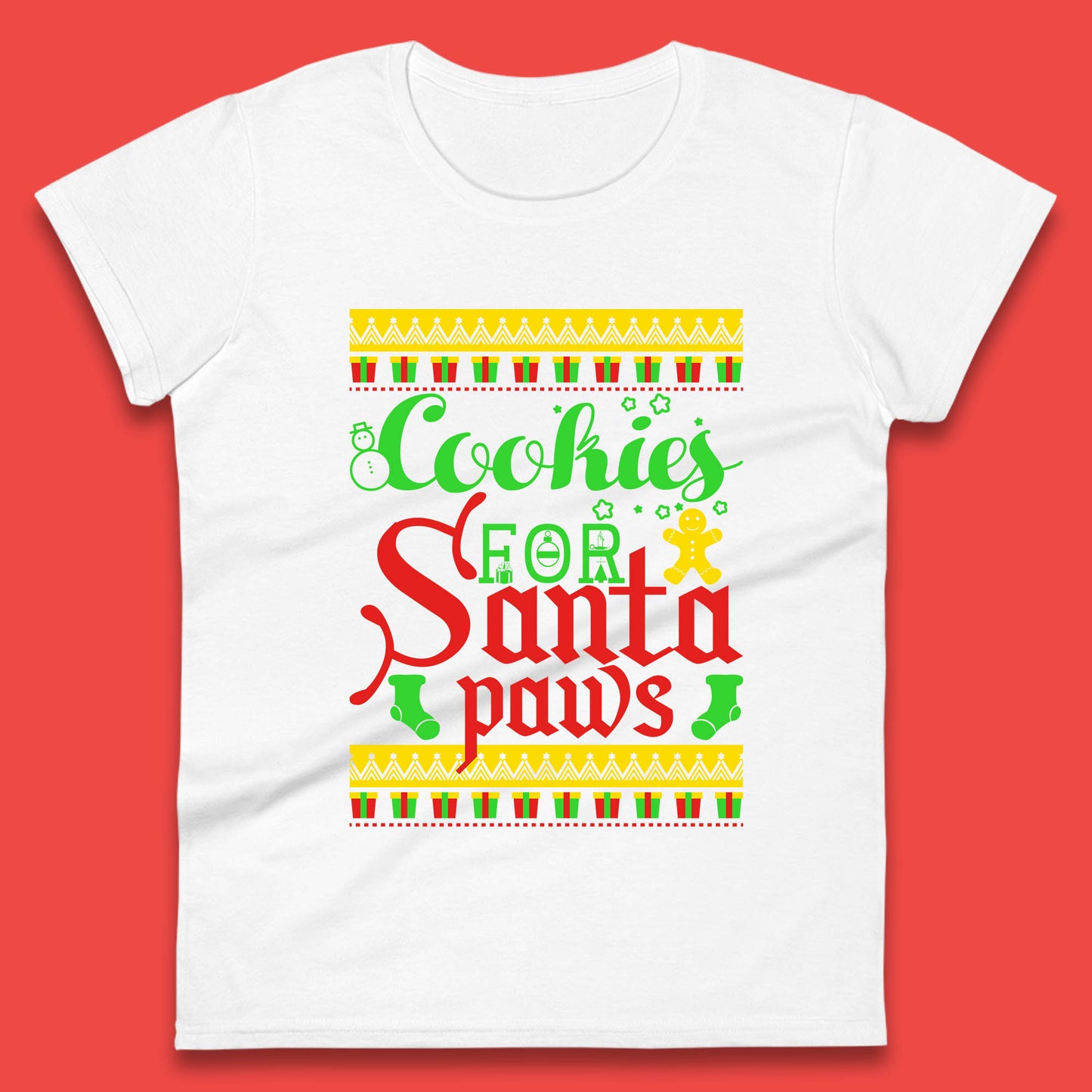christmas cookies for santa paws womens t shirt