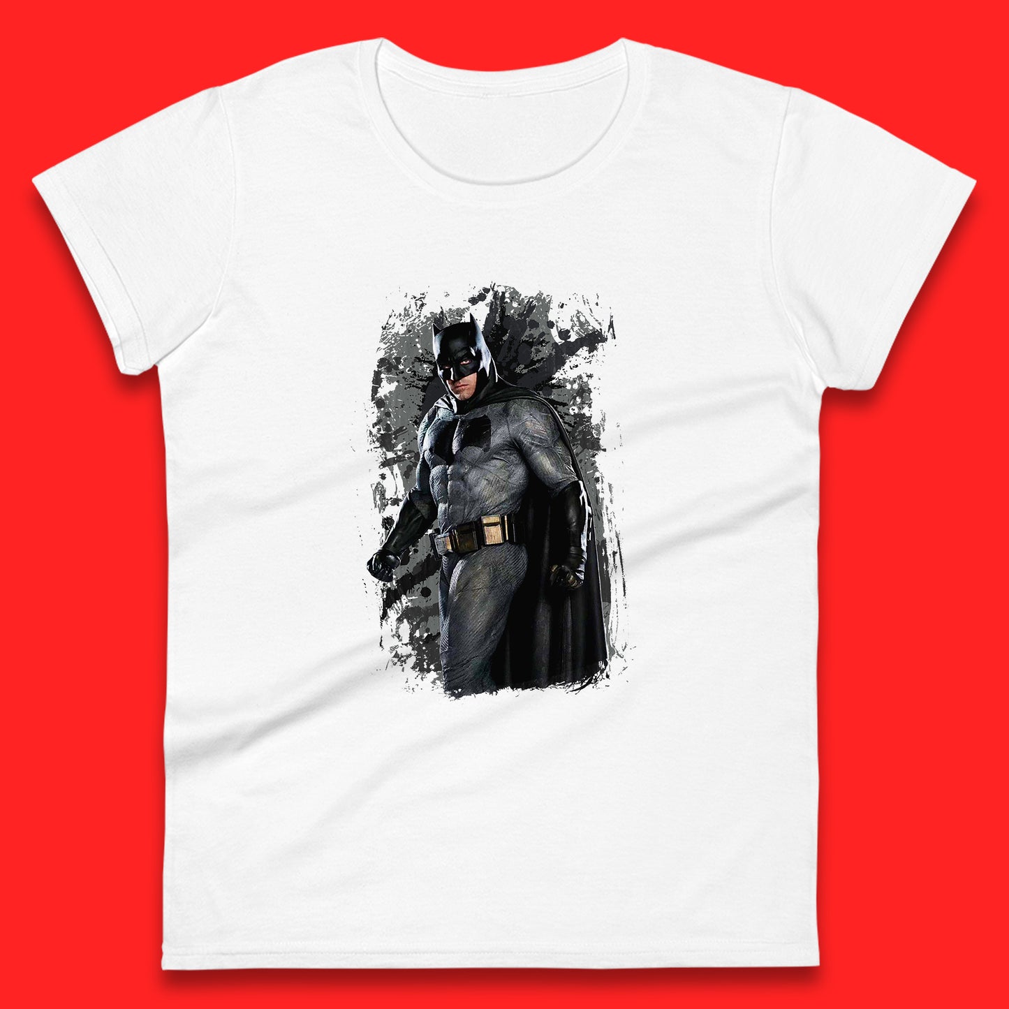 DC Comics Batman Superhero Movie Character Batman Emblem Costume Grunge Affect Womens Tee Top