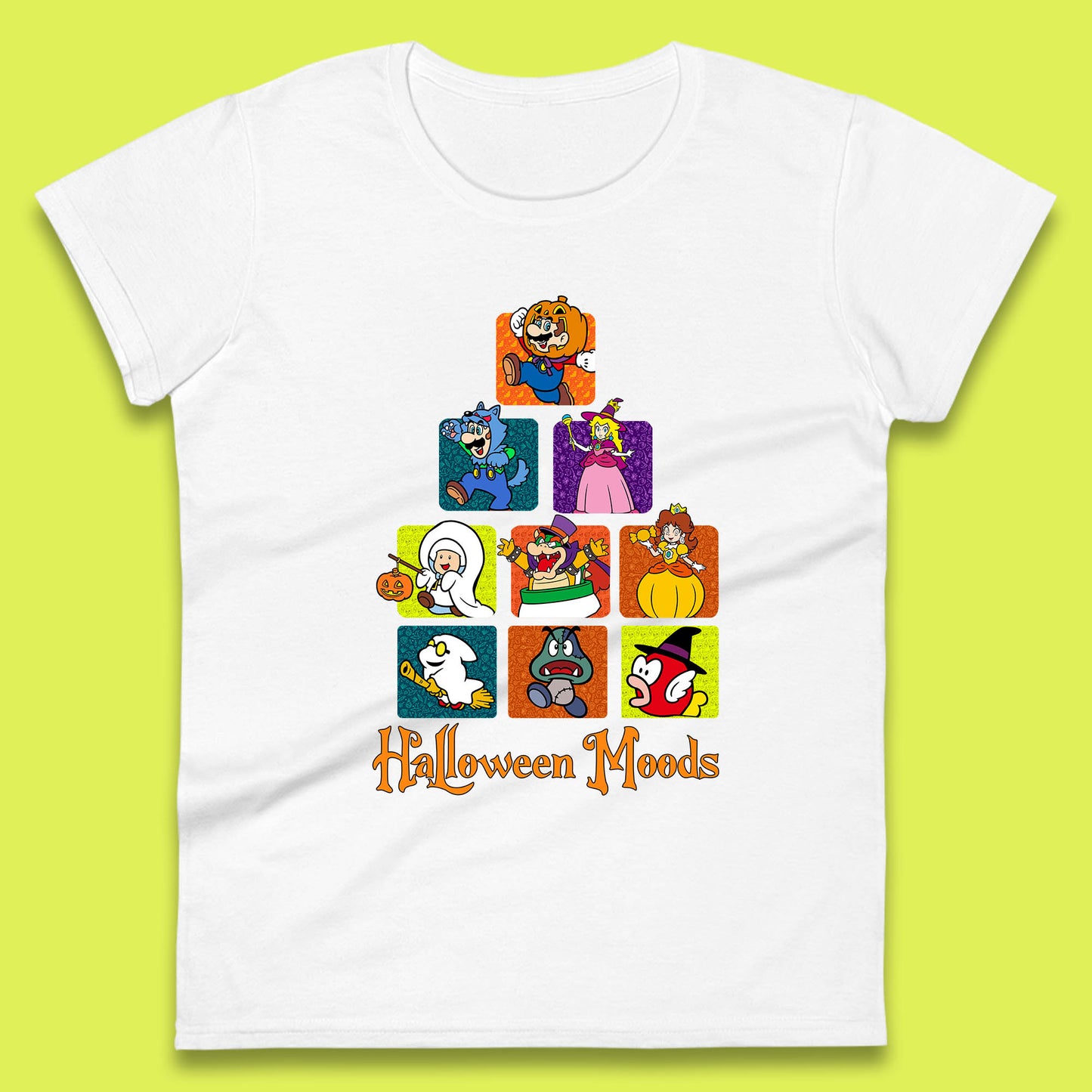 Super Mario Halloween Moods Nintendo Super Mario Game Characters Horror Halloween Spooky Mario Season Womens Tee Top