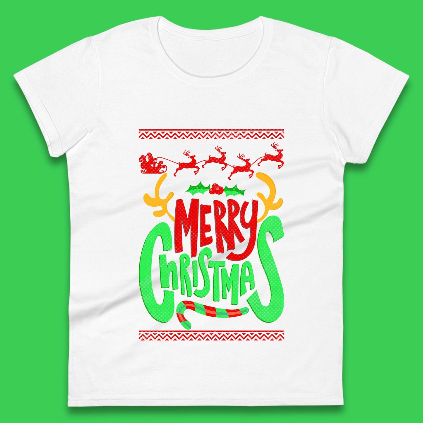 christmas reindeer antlers womens t-shirt