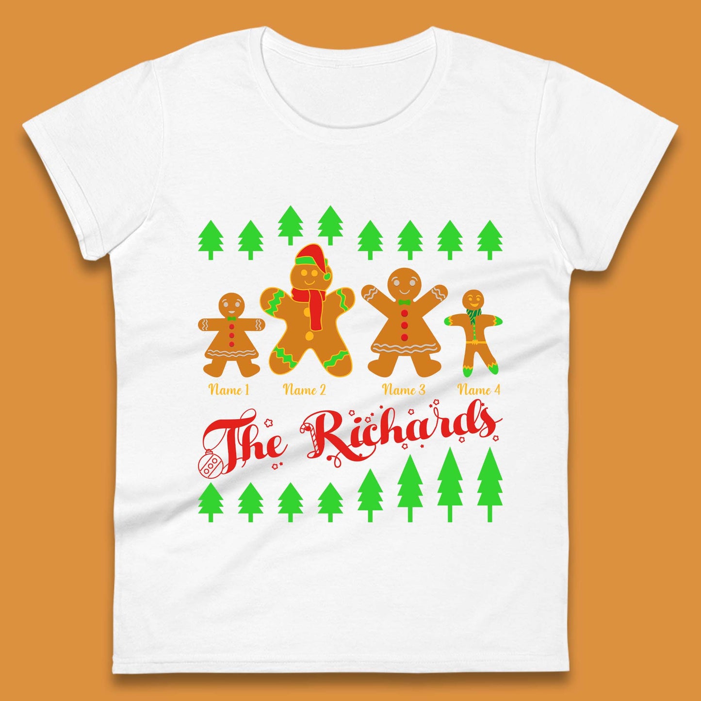 Personalised The Gingerbread Family Christmas Womens T-Shirt
