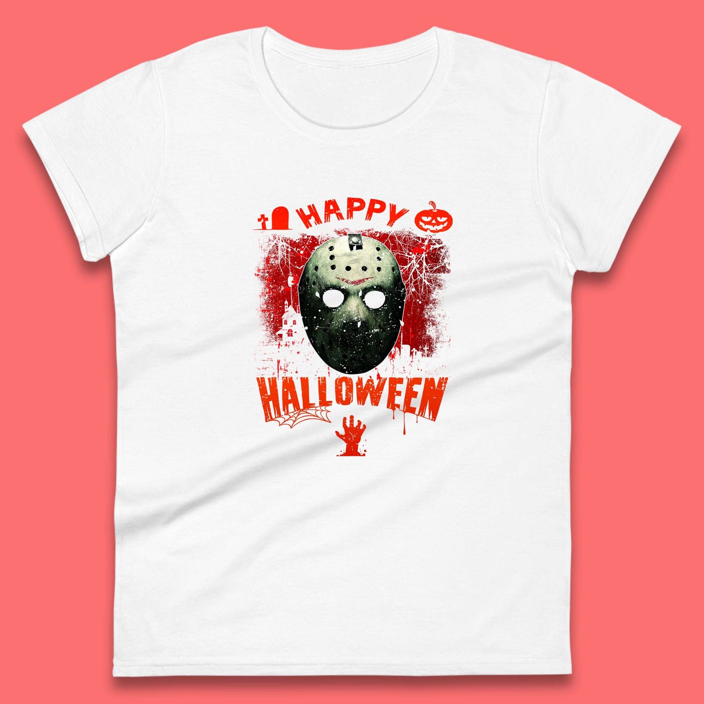 Happy Halloween Jason Voorhees Face Mask Halloween Friday The 13th Horror Movie Womens Tee Top
