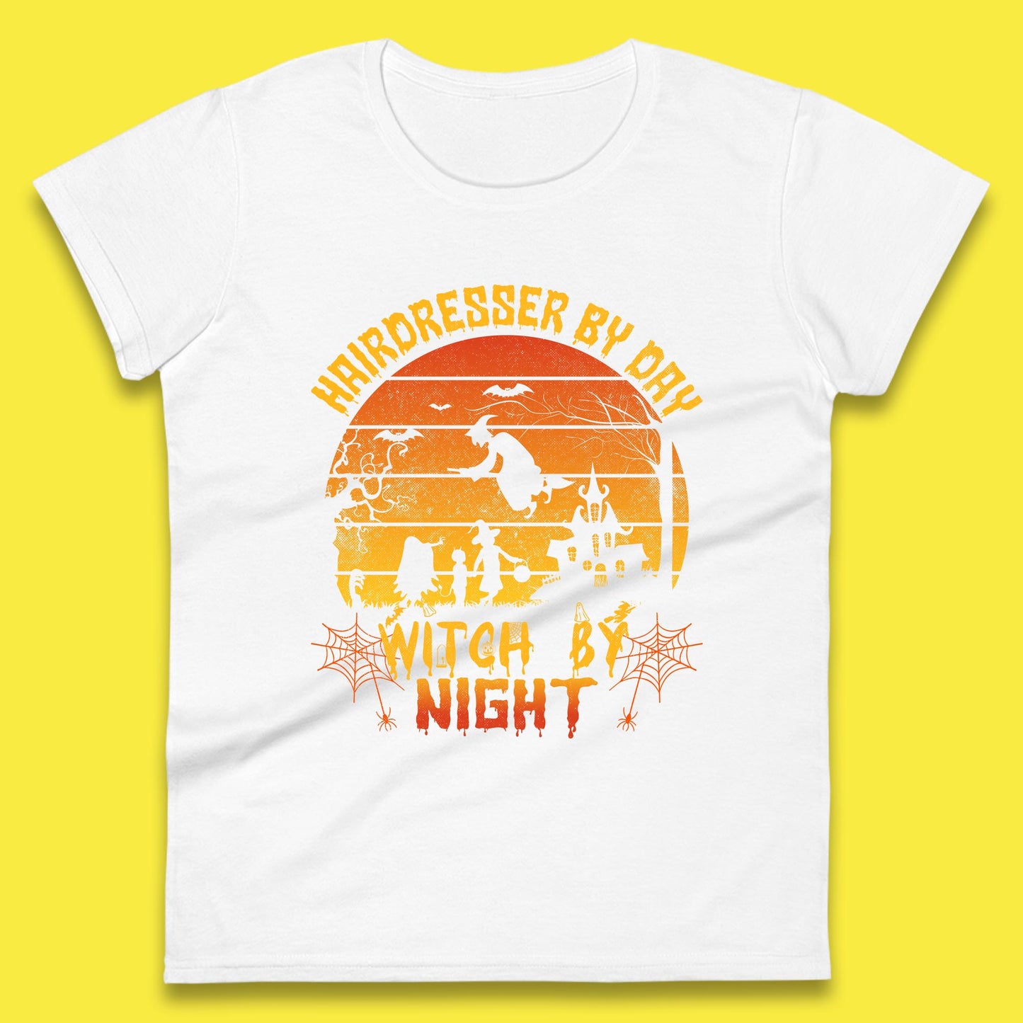 Hairdresser By Day Witch By Night Funny Halloween Hairstylist Spooky Witch Womens Tee Top