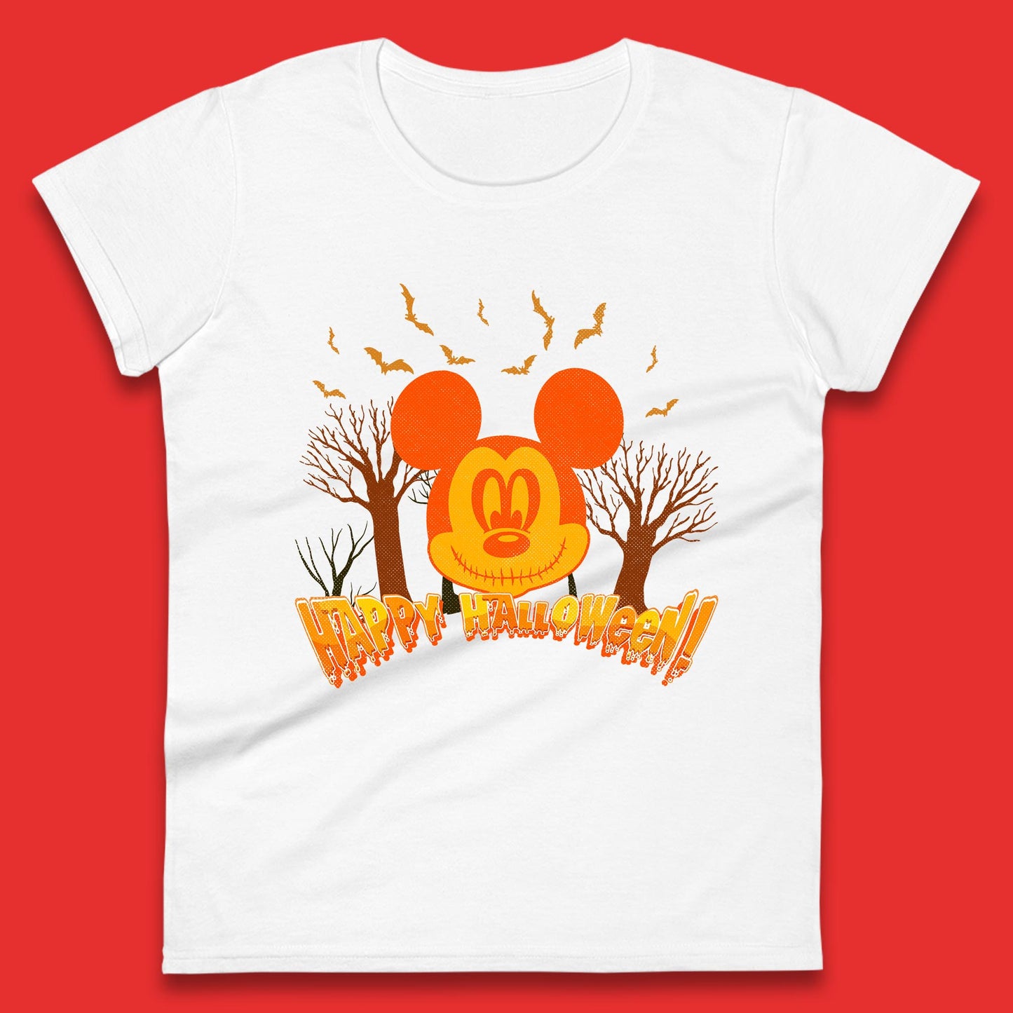 Happy Halloween Mickey Mouse Horror Scary Spooky Jack Face Halloween Disney Trip Womens Tee Top